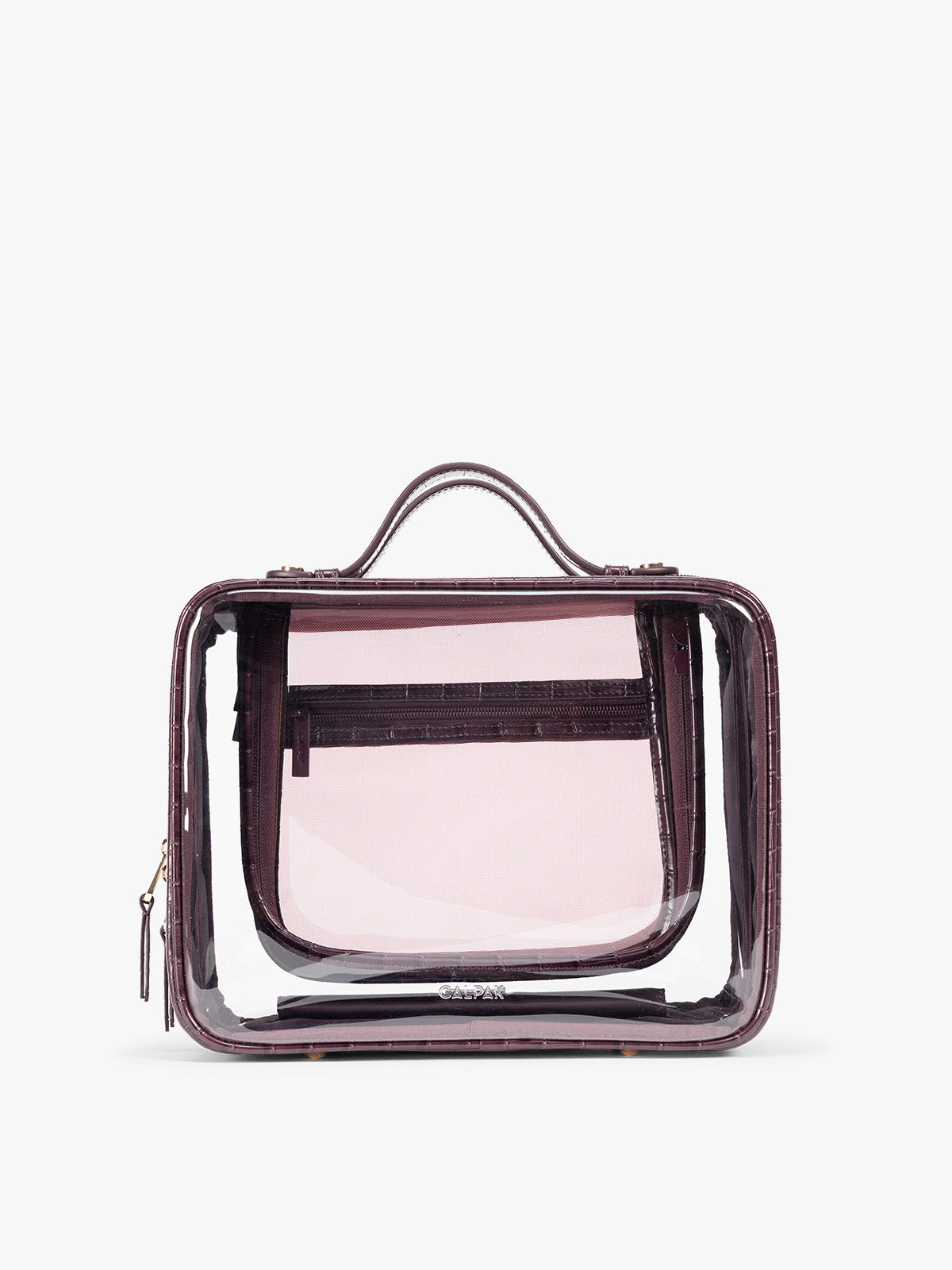 calpak-large-clear-cosmetics-case-in-croc-embossed-spacious-dual-compartment-toi image 1