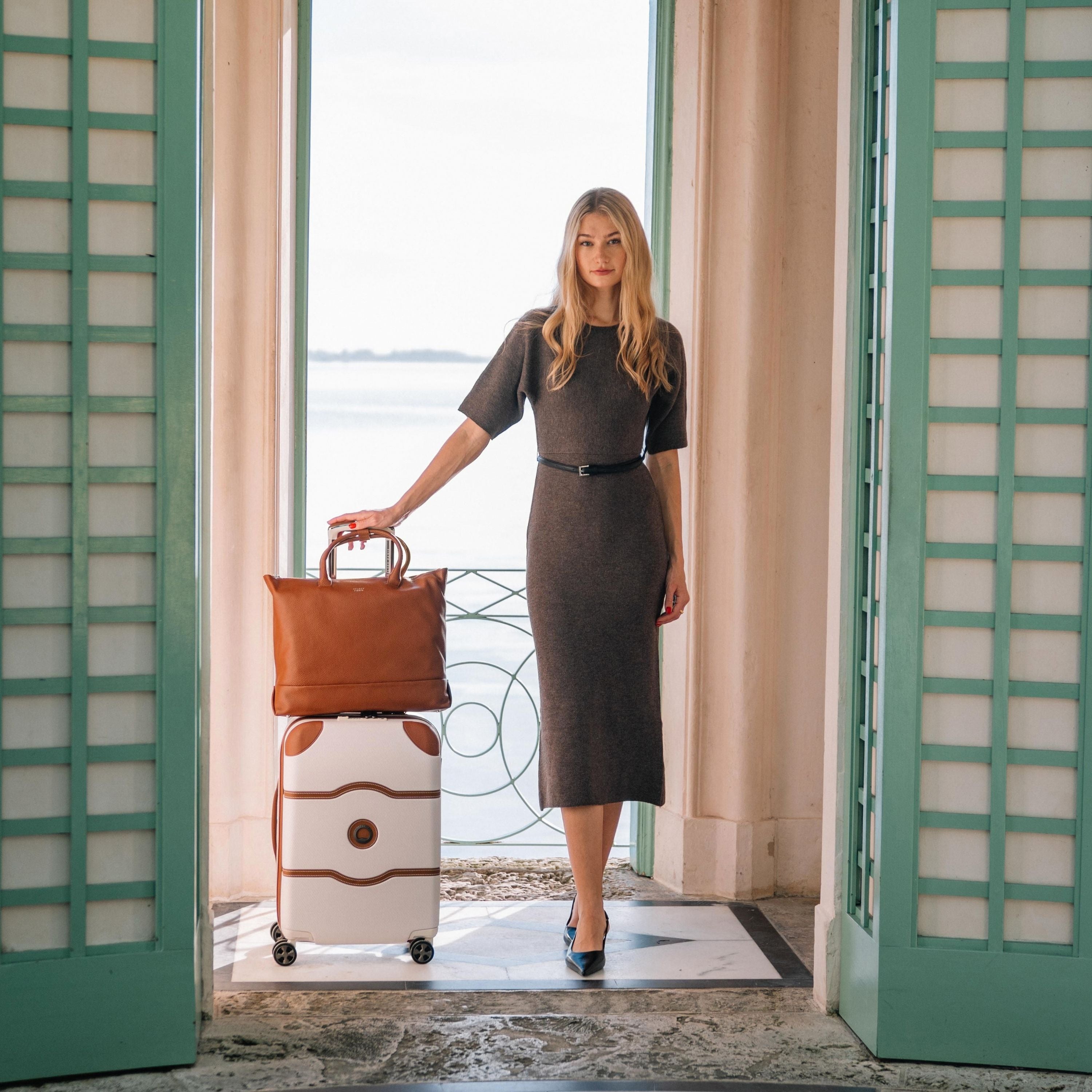 delsey-chatelet-air-2-0-leather-escape-set-carry-on-plus-hardside-spinner-with-g image 2