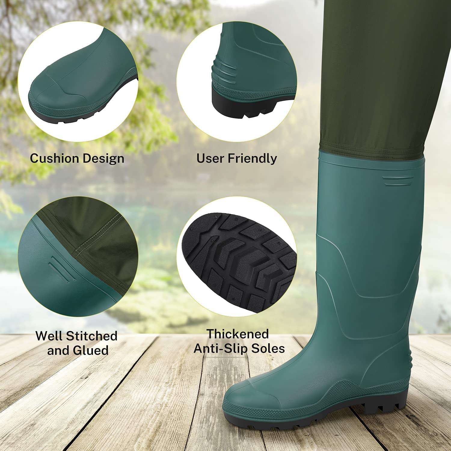 gonex-chest-waders-sizes-9-14-lightweight-70d-nylon-pvc-waterproof-fishing-wader image 3