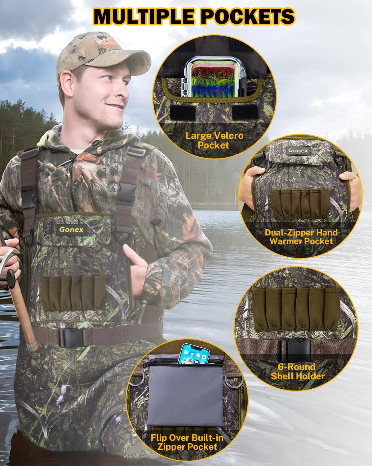 gonex-hunting-chest-waders-with-boots-4-5mm-neoprene-waterproof-waders-with-800g image 2