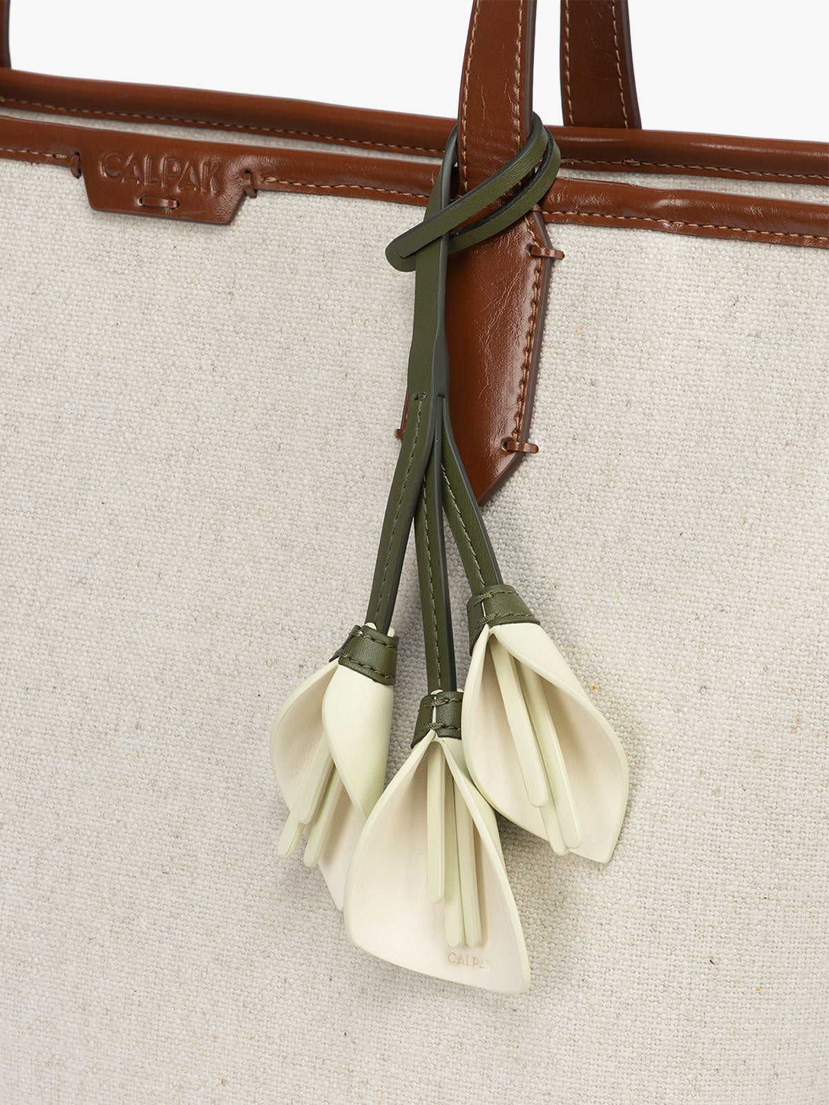 calpak-colette-calla-lily-bag-charm-flower-shaped-faux-leather-bag-accessory image 2