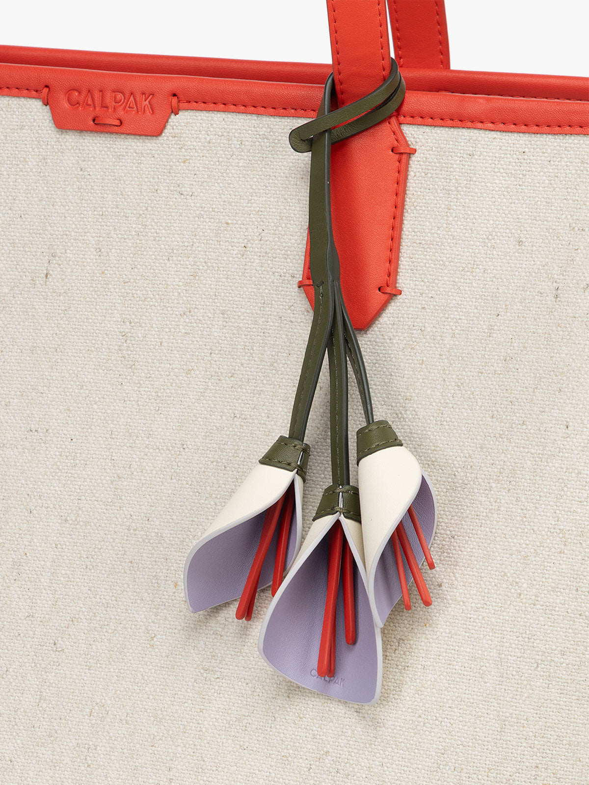 calpak-colette-calla-lily-bag-charm-flower-shaped-faux-leather-bag-accessory image 4
