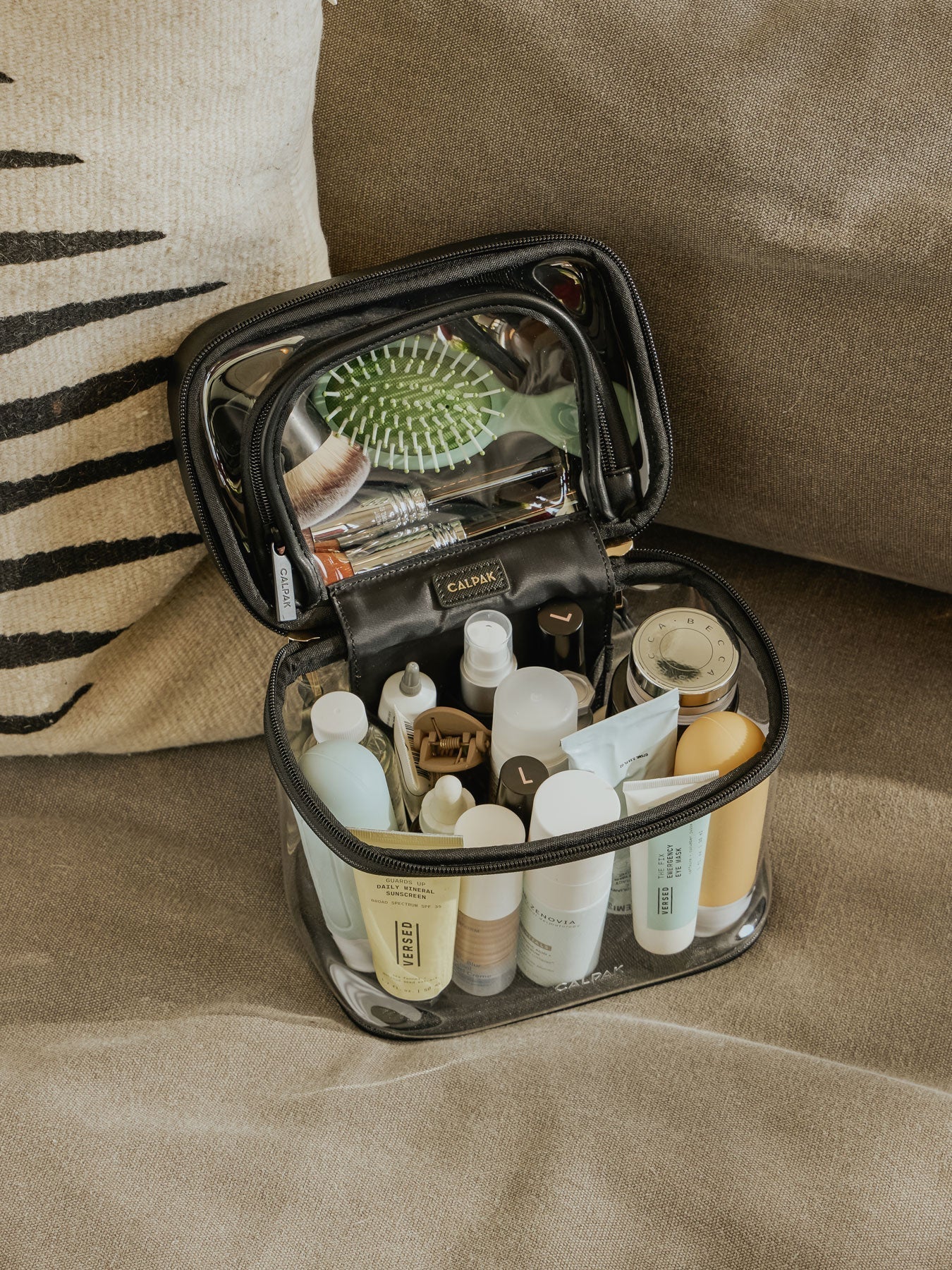 calpak-clear-train-case-with-top-compartment-transparent-zip-around-travel-makeu image 2