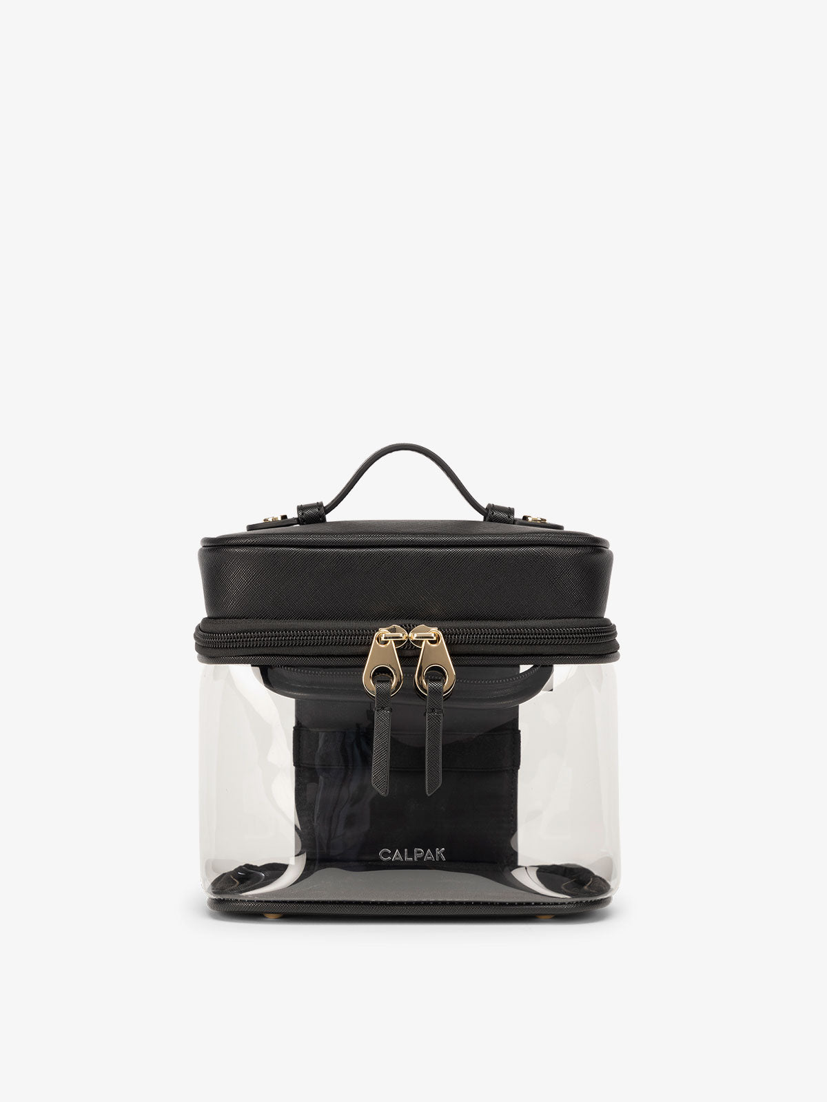 calpak-clear-train-case-with-top-compartment-transparent-zip-around-travel-makeu image 1