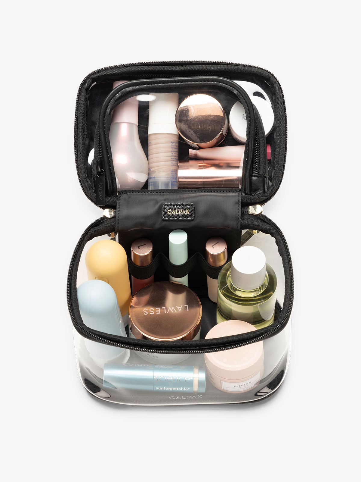 calpak-clear-train-case-with-top-compartment-transparent-zip-around-travel-makeu image 4