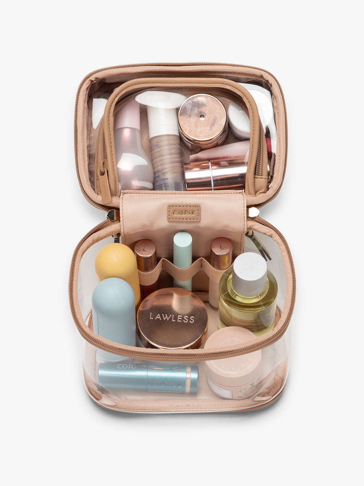 calpak-clear-train-case-with-top-compartment-transparent-zip-around-travel-makeu image 8