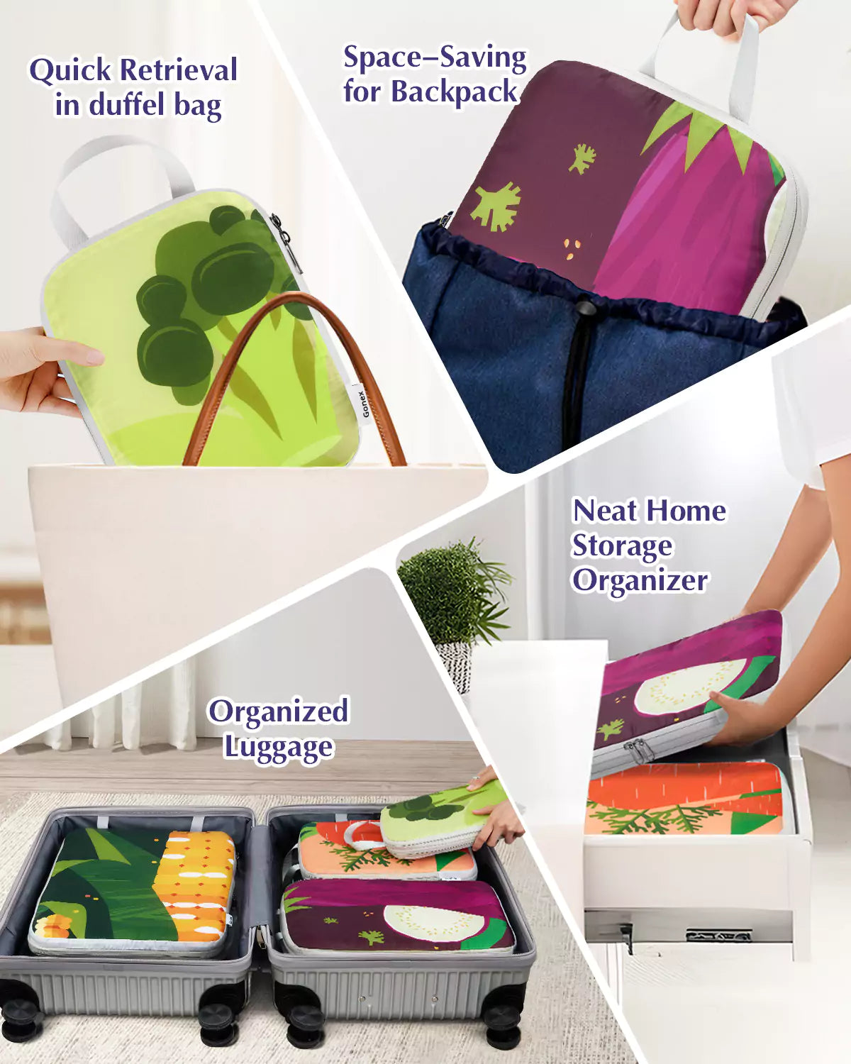 gonex-stylish-veggie-compression-packing-cubes-set-playful-print-double-zipper-o image 8