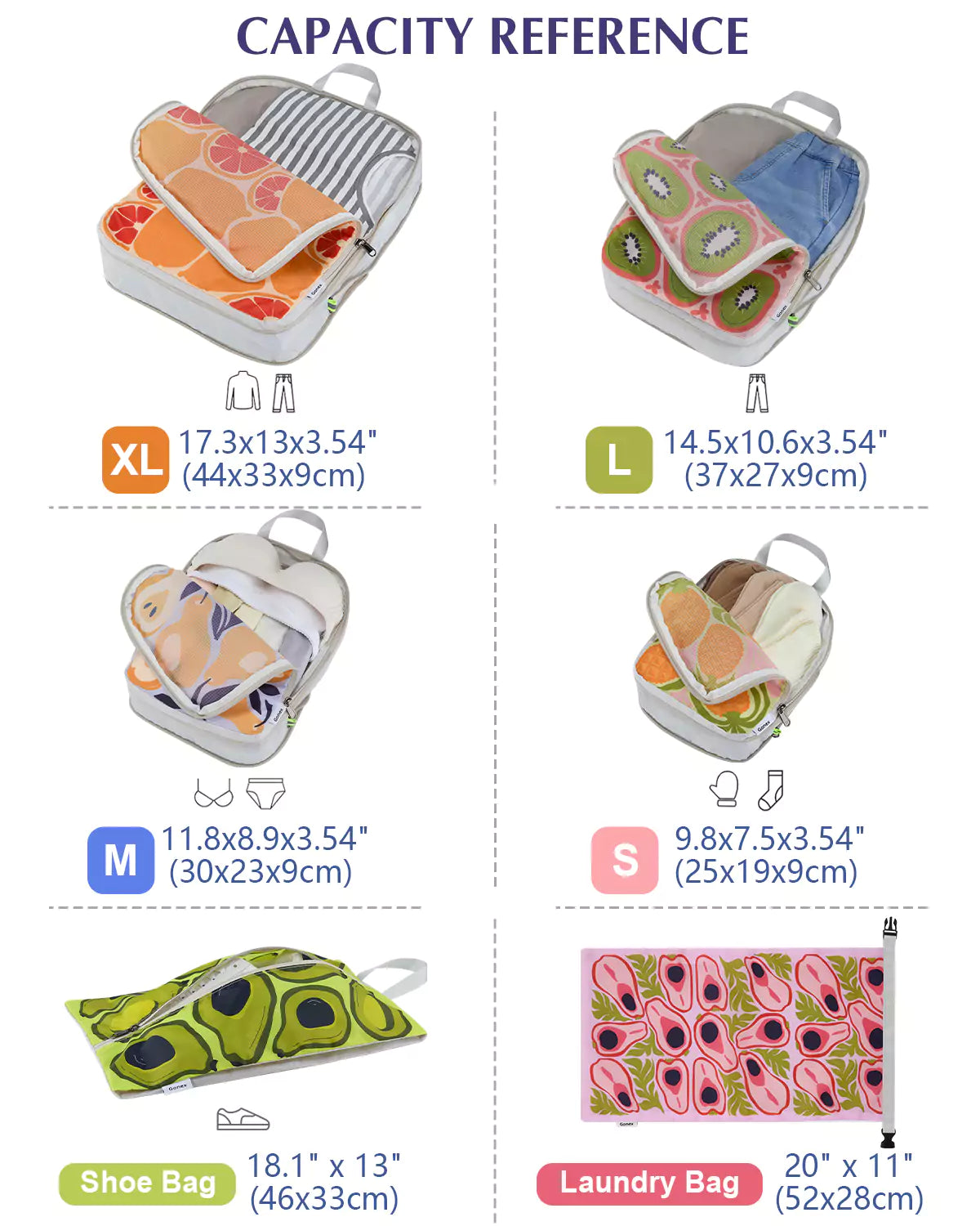 gonex-cute-fruit-compression-packing-cubes-dual-zipper-space-saving-travel-organ image 4