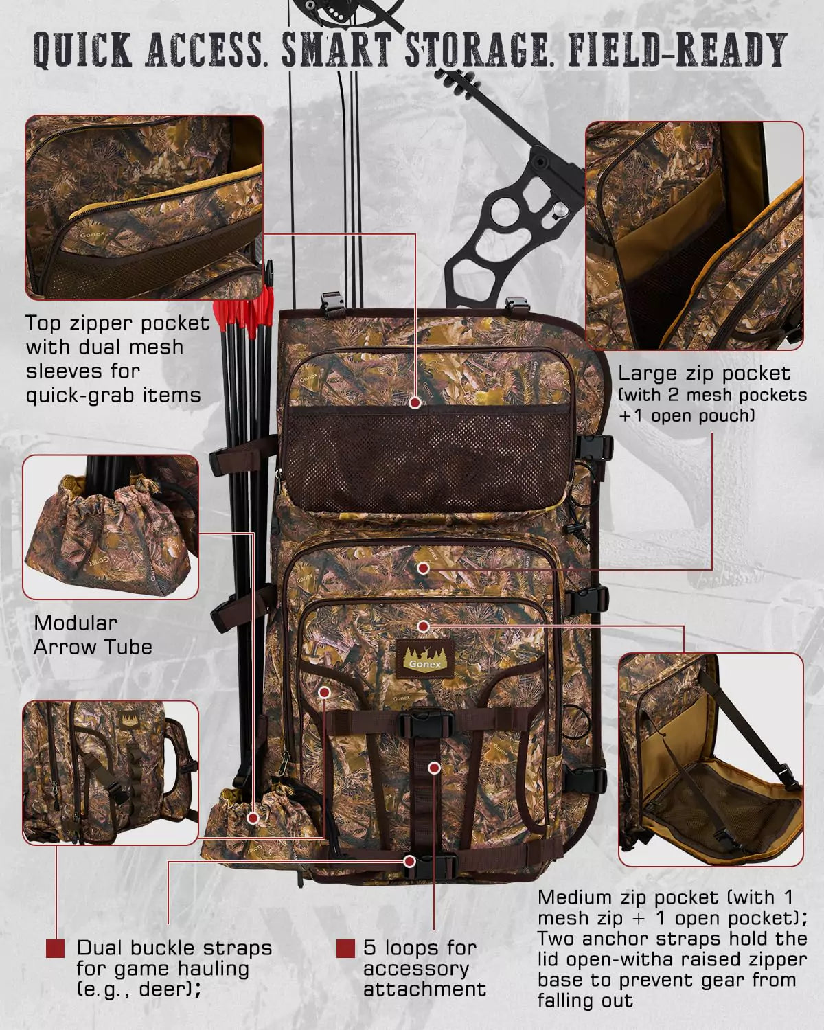 gonex-hunting-bow-and-arrow-backpack-with-detachable-arrow-case-900d-padded-comp image 4