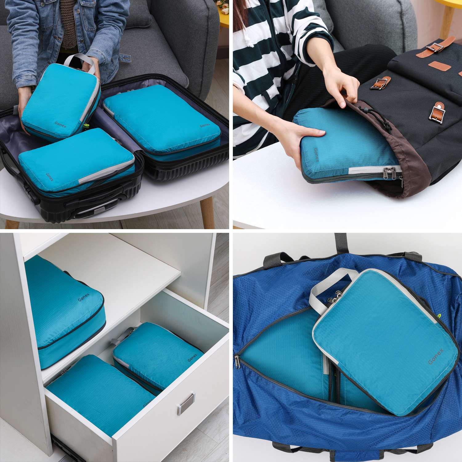 gonex-extensible-packing-cubes-3-piece-set-water-resistant-ripstop-nylon-expanda image 3