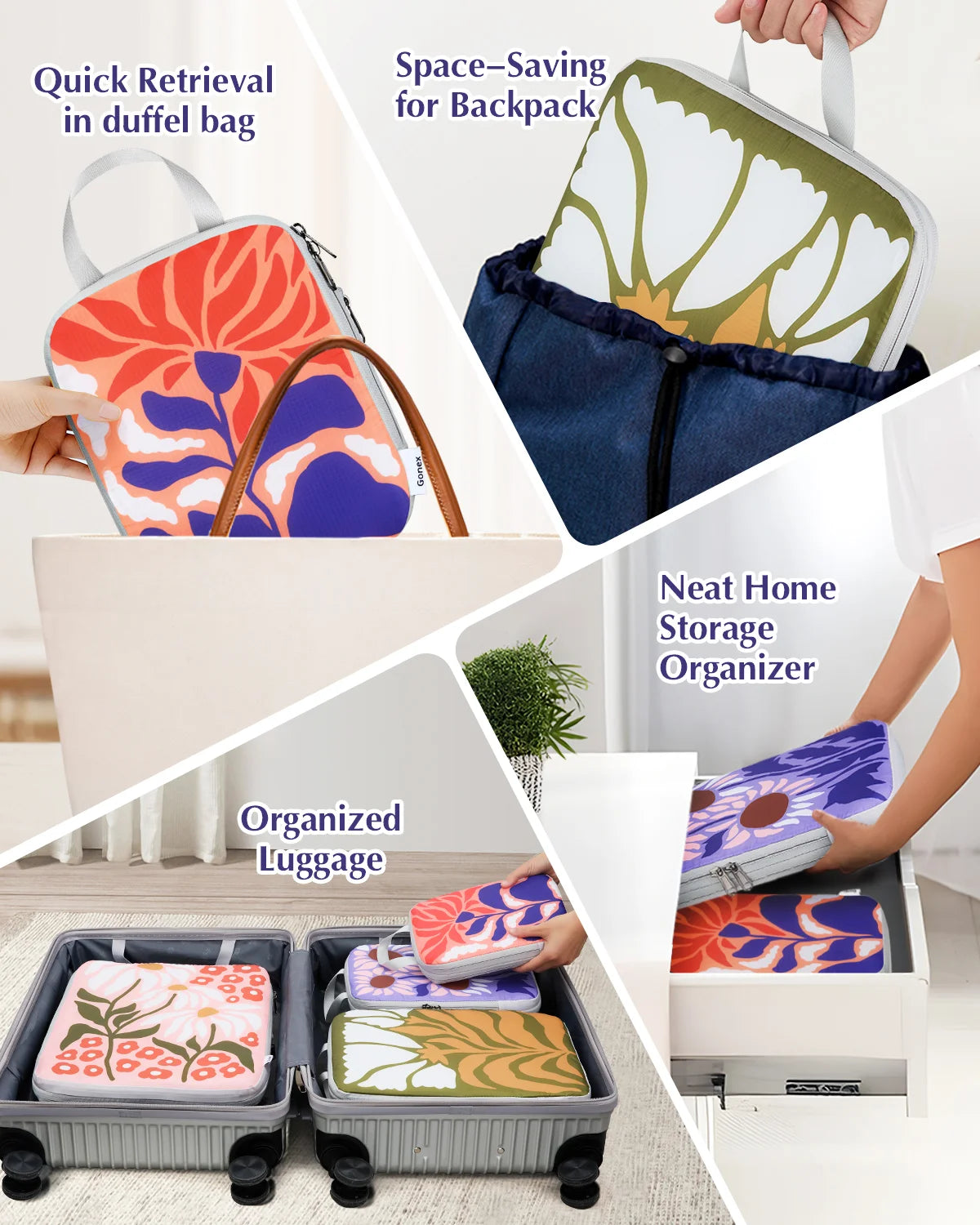 gonex-floral-compression-packing-cubes-4-piece-set-30-space-saving-water-repelle image 6