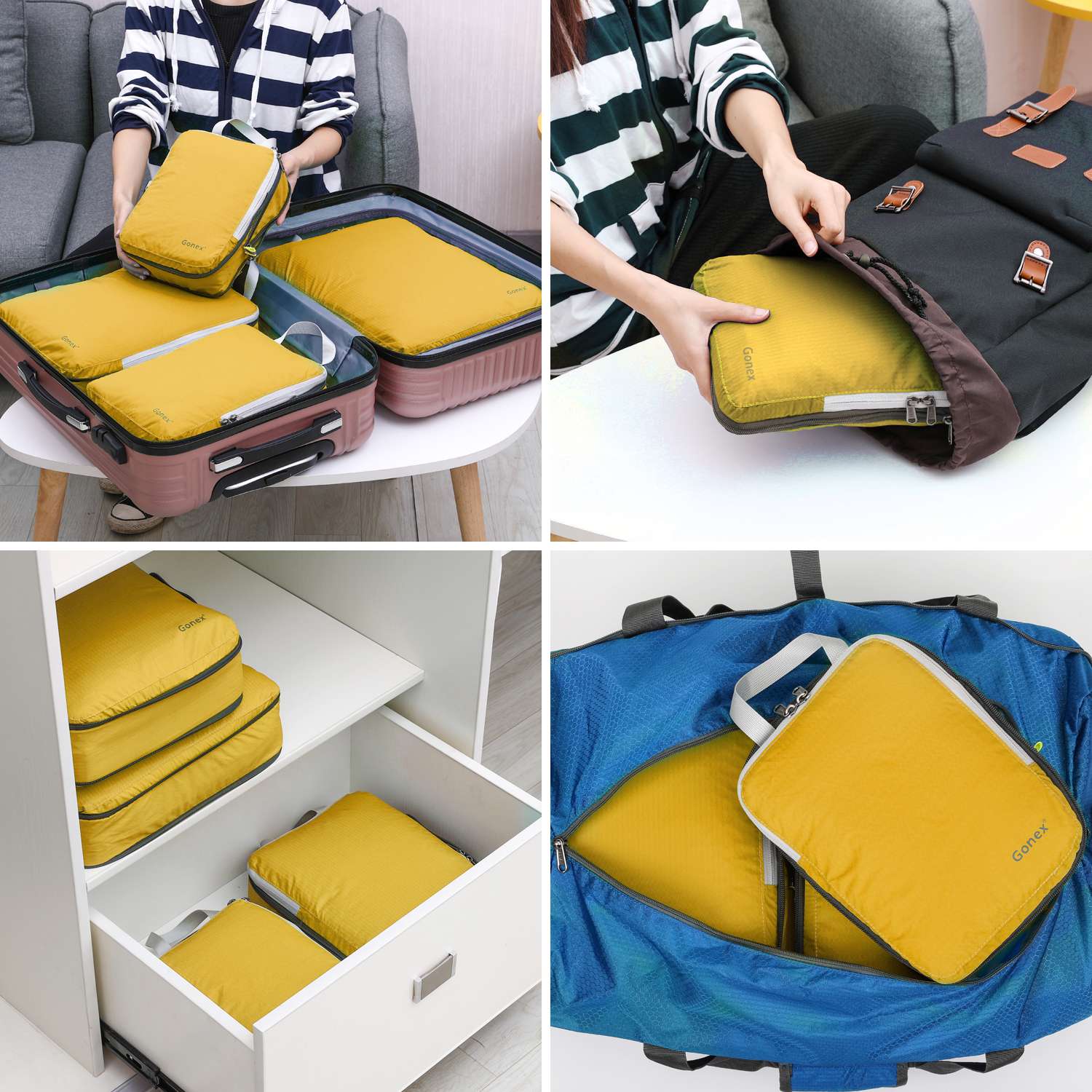 gonex-compression-packing-cubes-set-4pcs-expandable-rip-stop-nylon-luggage-organ image 6