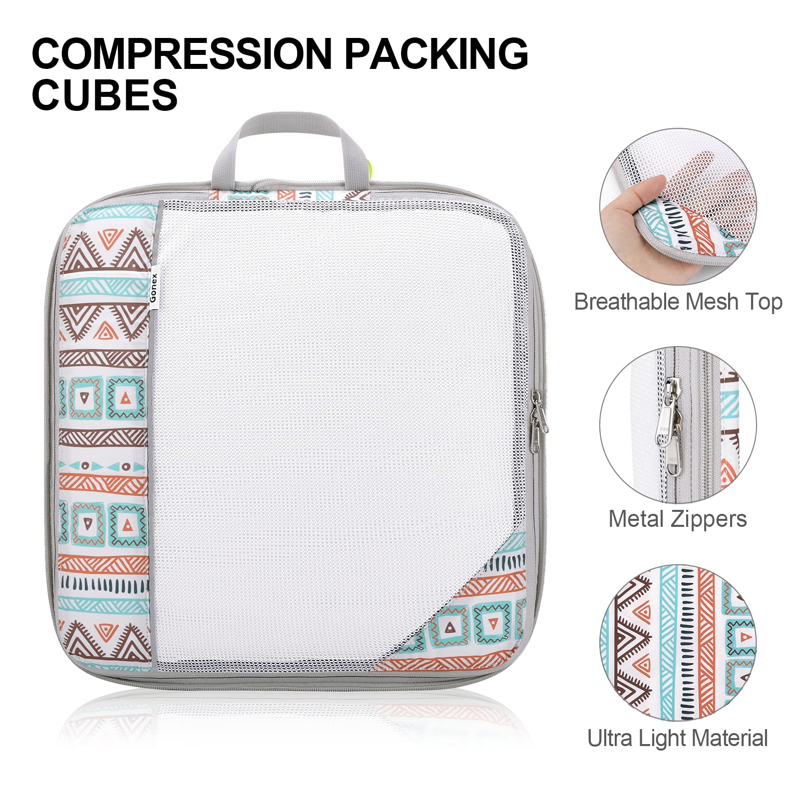 gonex-boho-compression-packing-cubes-6-piece-multi-size-travel-organizer-set-wit image 3