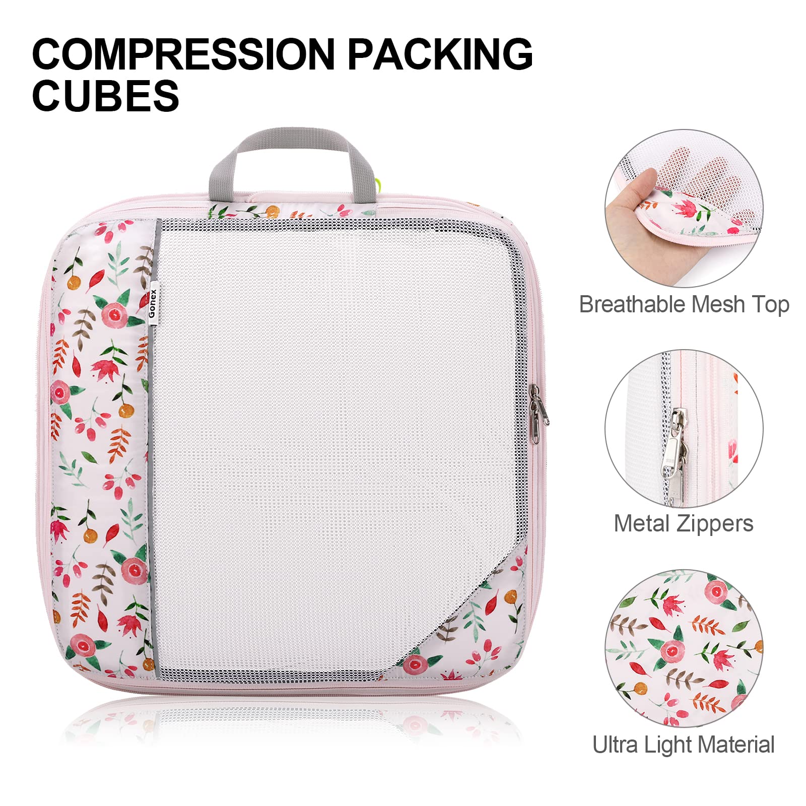 gonex-floral-compression-packing-cubes-6-piece-set-with-laundry-bag-water-repell image 3