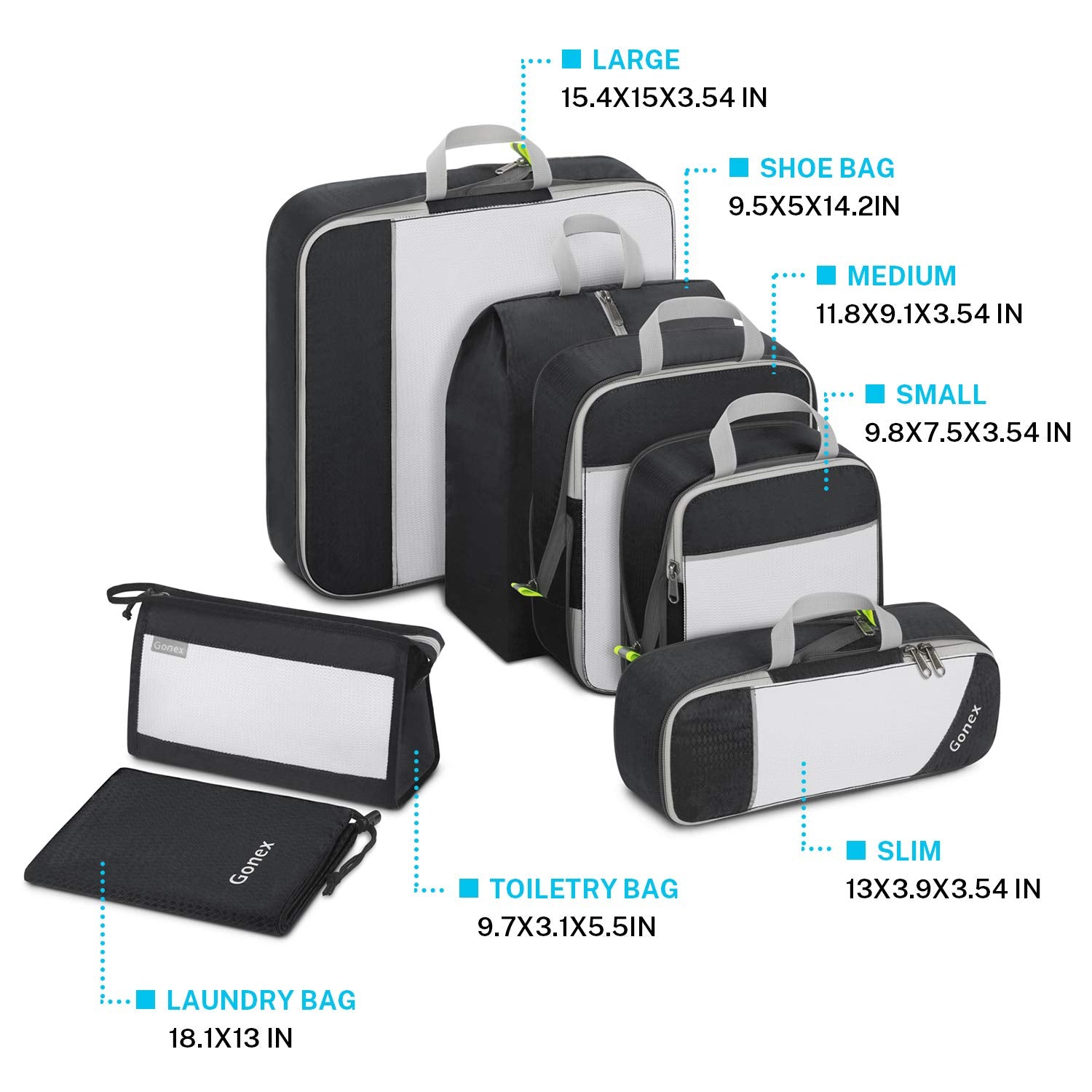 gonex-compressible-packing-cubes-7-pcs-mesh-compression-travel-organizer-set-wit image 2