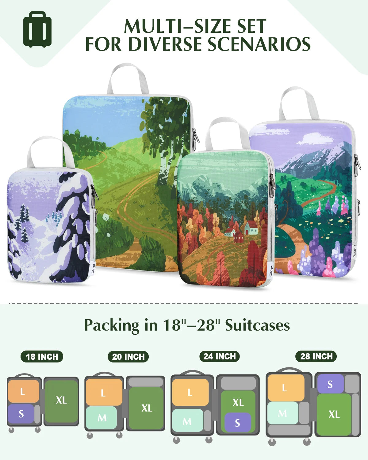 gonex-oil-painting-compression-packing-cubes-space-saving-zipper-set-water-repel image 2