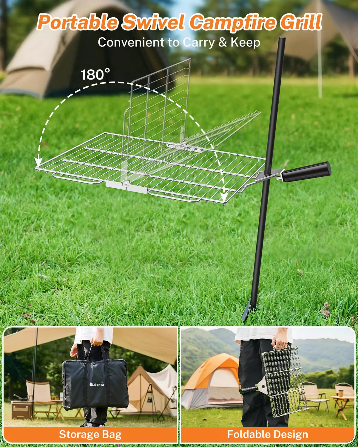 gonex-portable-folding-swivel-campfire-grill-grate-stainless-steel-15-35-18-3-wi image 6