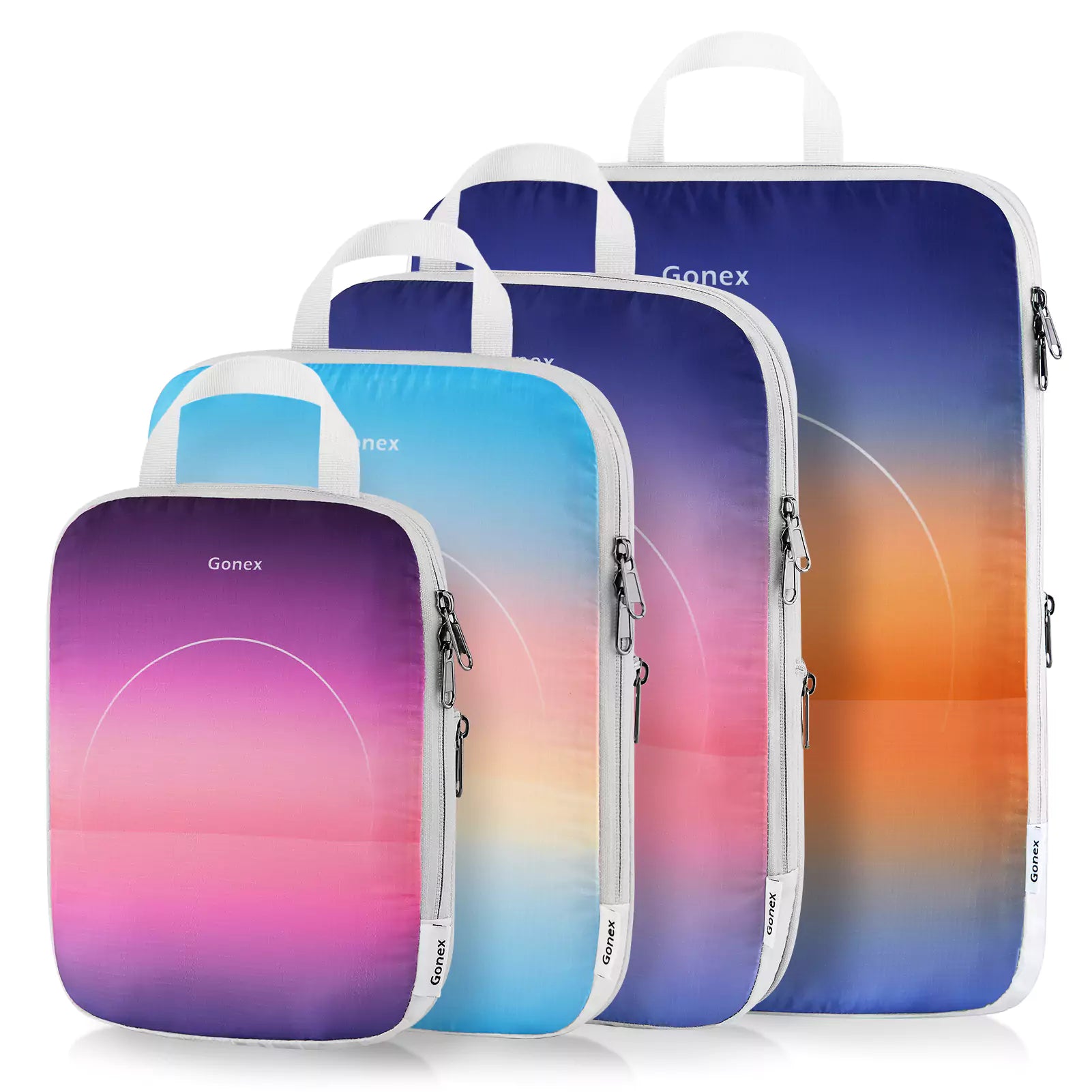 gonex-sunset-gradient-compression-packing-cubes-dual-zipper-space-saving-travel- image 2
