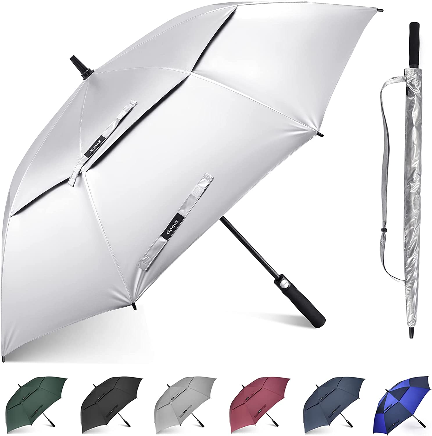 gonex-62-inch-double-canopy-golf-umbrella-extra-large-vented-windproof-umbrella- image 2