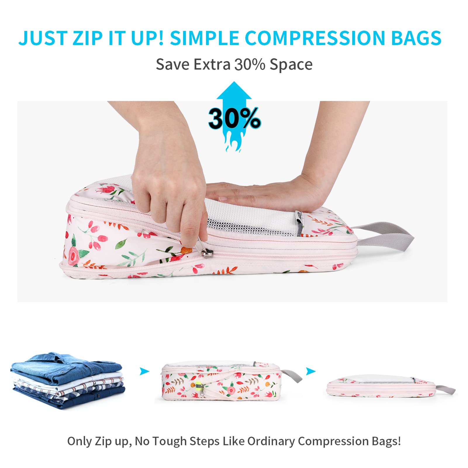 gonex-floral-compression-packing-cubes-6-piece-set-with-laundry-bag-water-repell image 2