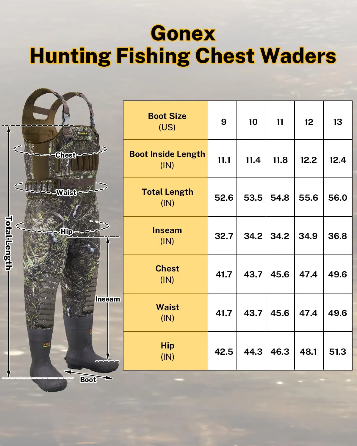 gonex-hunting-chest-waders-with-boots-4-5mm-neoprene-waterproof-waders-with-800g image 7