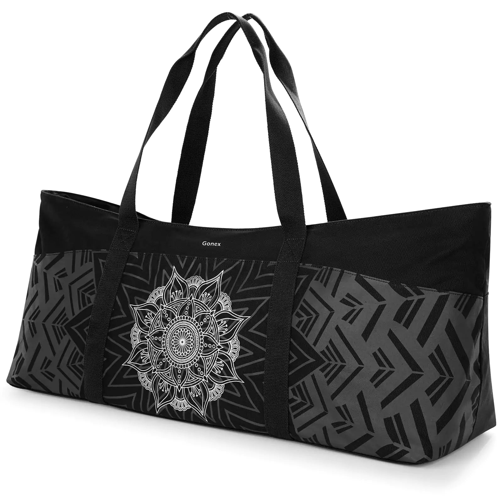 gonex-extra-large-yoga-mat-bag-roomy-canvas-carrier-with-patterned-design-fits-1 image 1