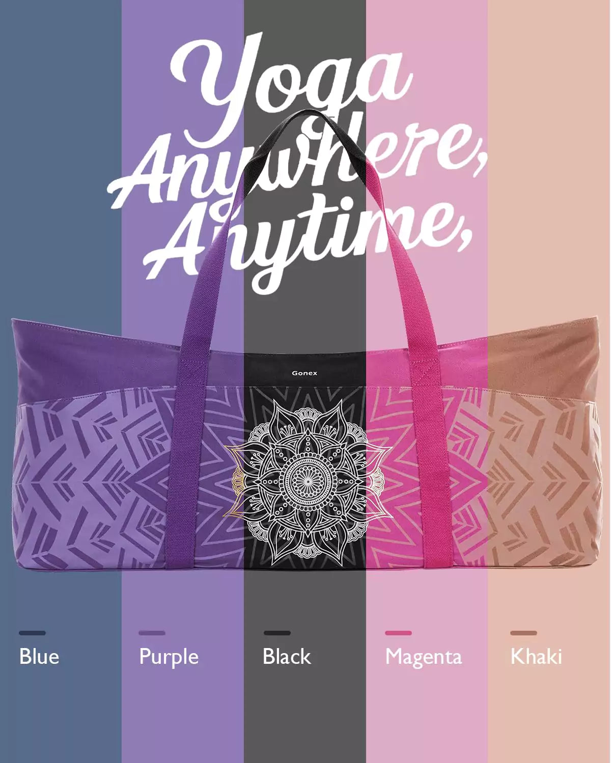 gonex-extra-large-yoga-mat-bag-roomy-canvas-carrier-with-patterned-design-fits-1 image 8