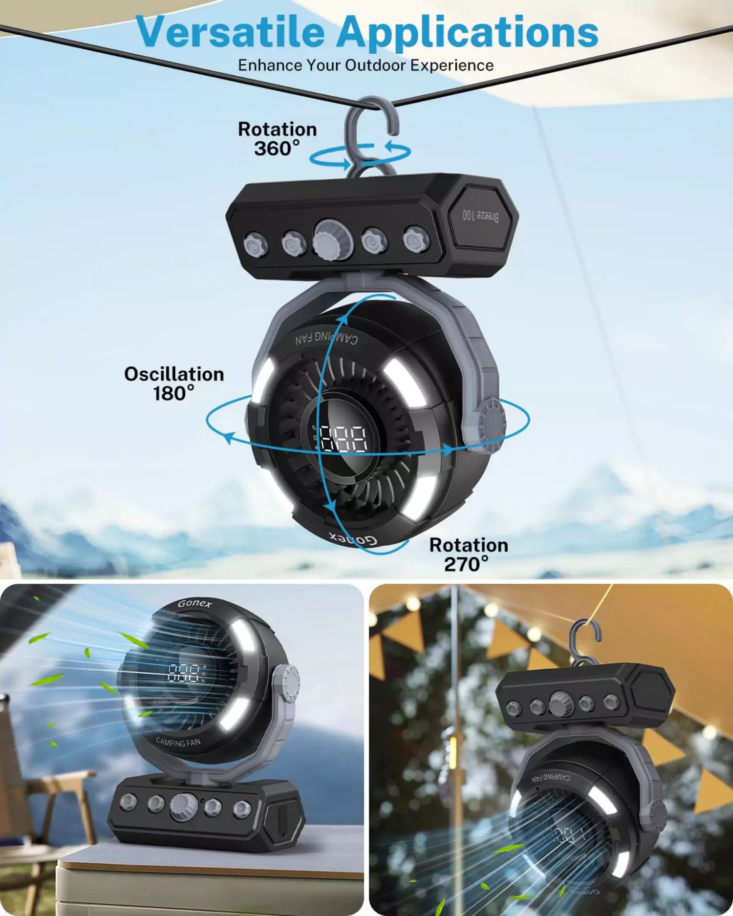 gonex-portable-camping-fan-for-tent-20-000mah-rechargeable-battery-fan-with-powe image 2