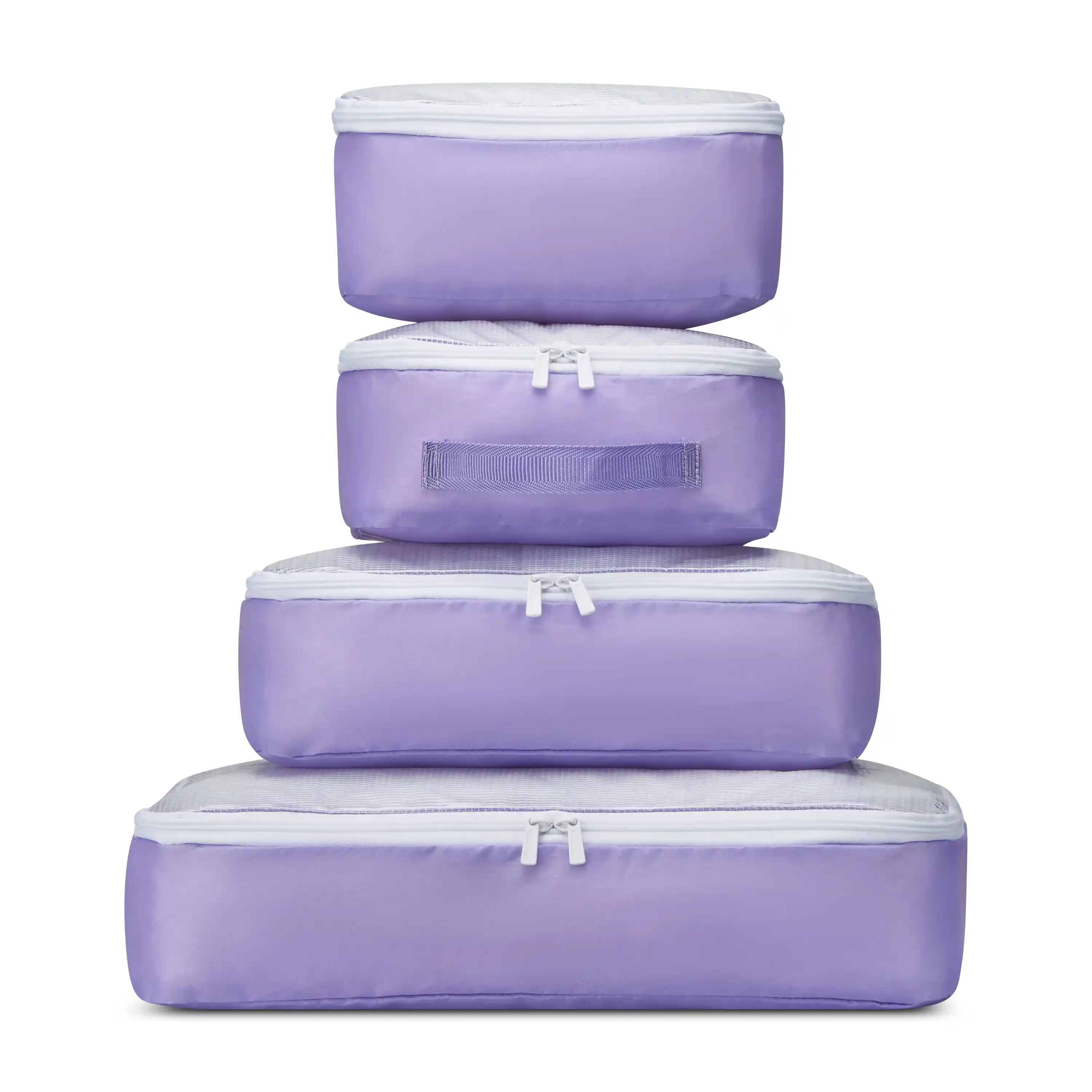 delsey-no-drama-packing-cubes-set-of-4-recycled-clear-top-organizer-cubes image 2