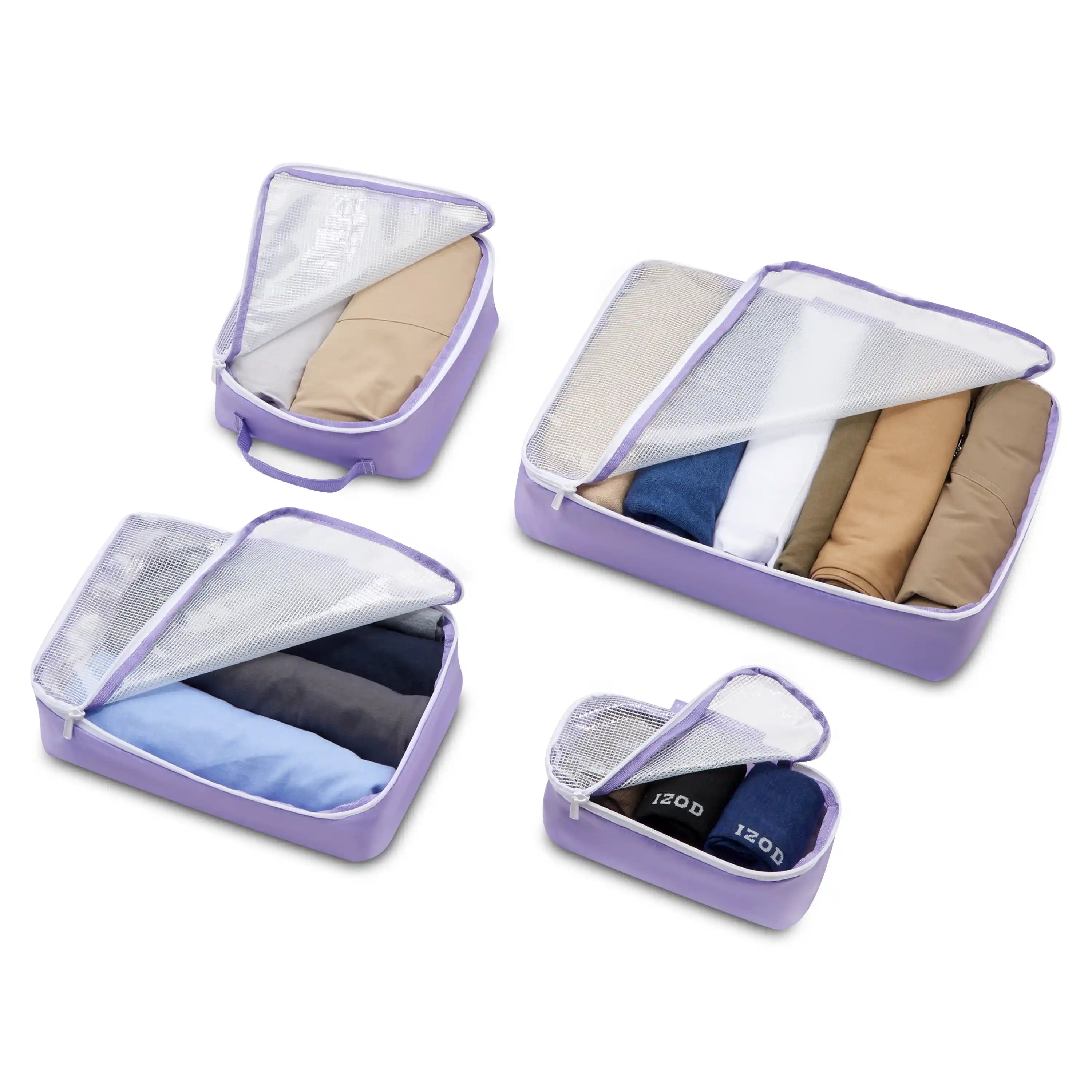 delsey-no-drama-packing-cubes-set-of-4-recycled-clear-top-organizer-cubes image 4