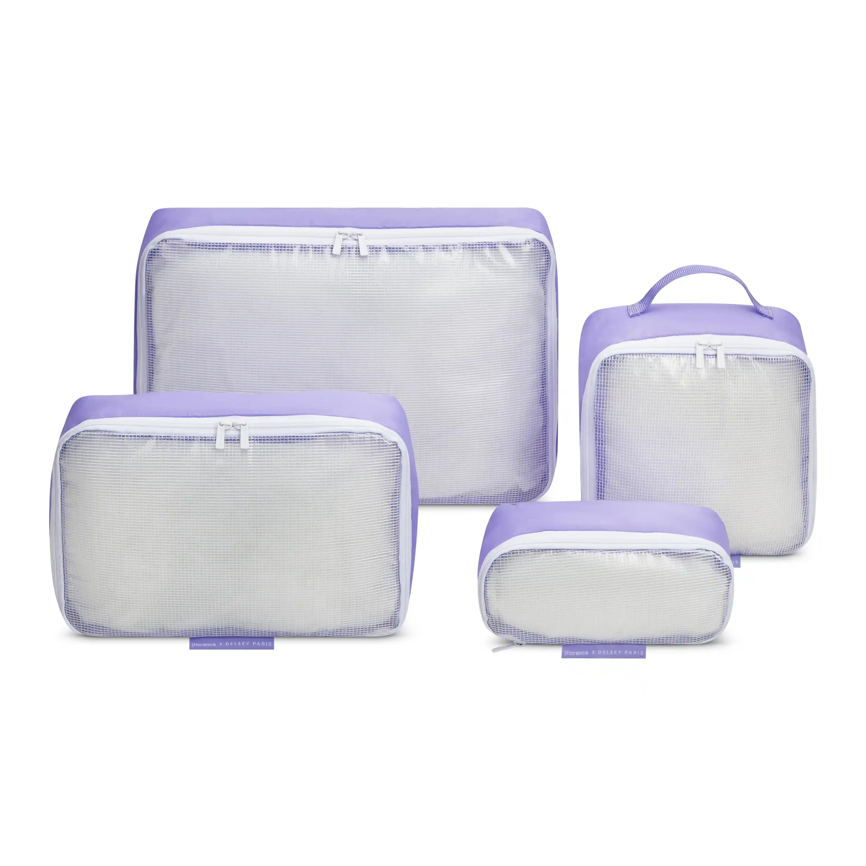 delsey-no-drama-packing-cubes-set-of-4-recycled-clear-top-organizer-cubes image 1