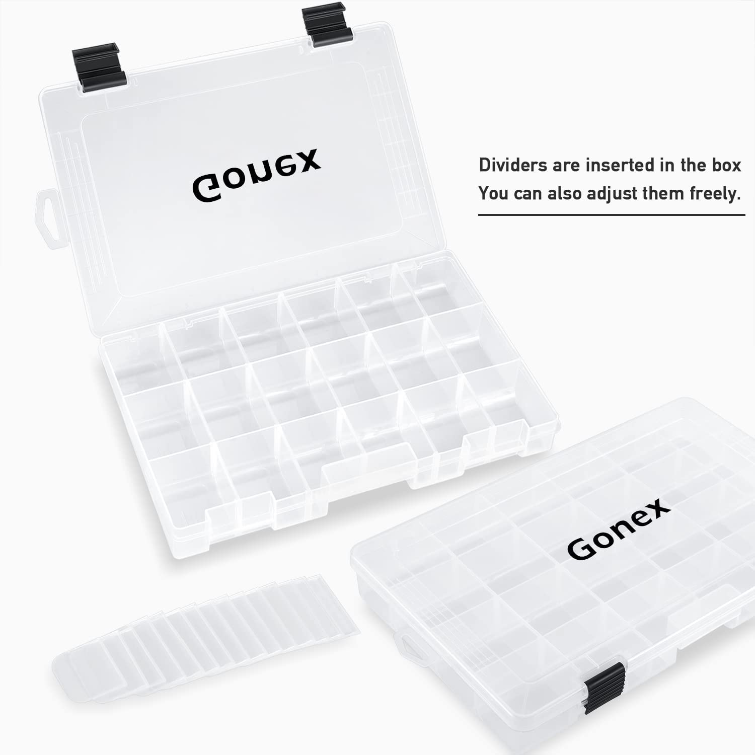 gonex-3600-tackle-box-transparent-plastic-storage-tray-with-adjustable-dividers- image 2