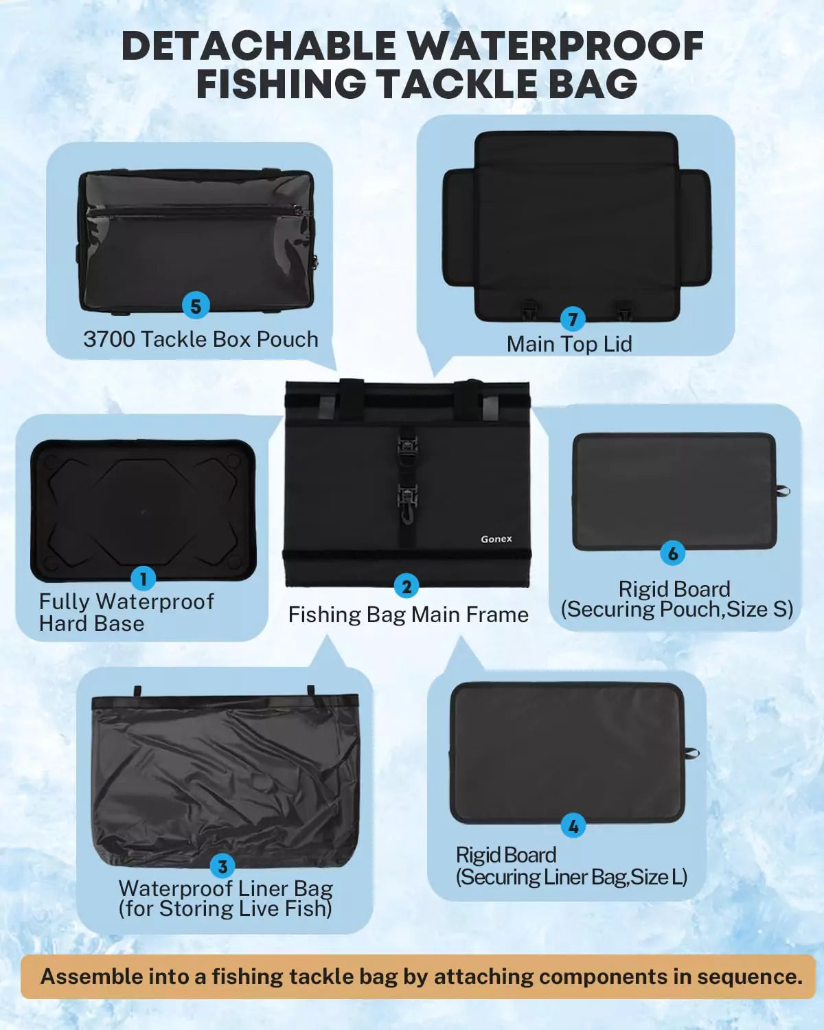 gonex-waterproof-fishing-tackle-bag-for-freshwater-saltwater-with-detachable-370 image 6