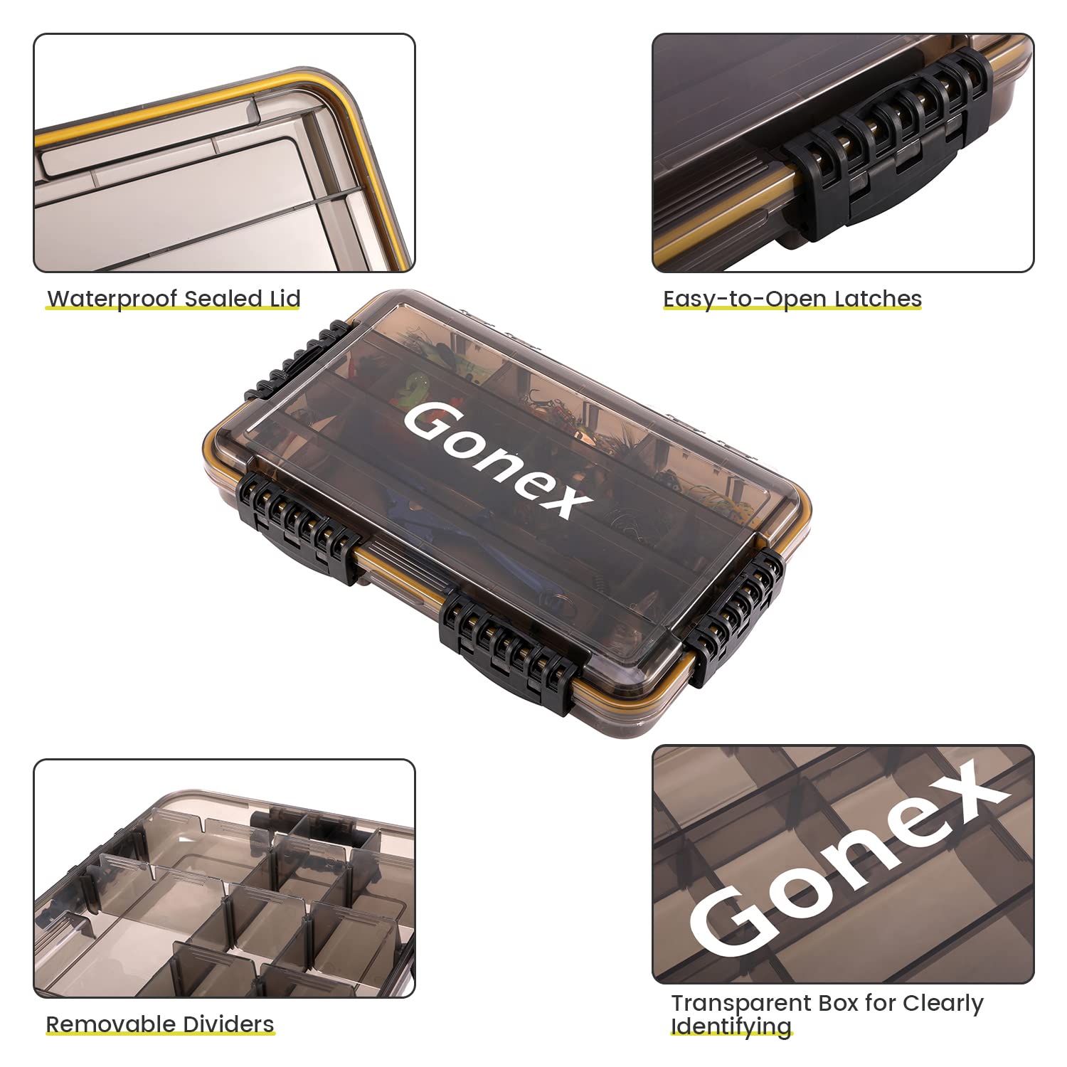 gonex-3700-waterproof-tackle-boxes-sealed-lid-fishing-lure-storage-with-cam-acti image 3