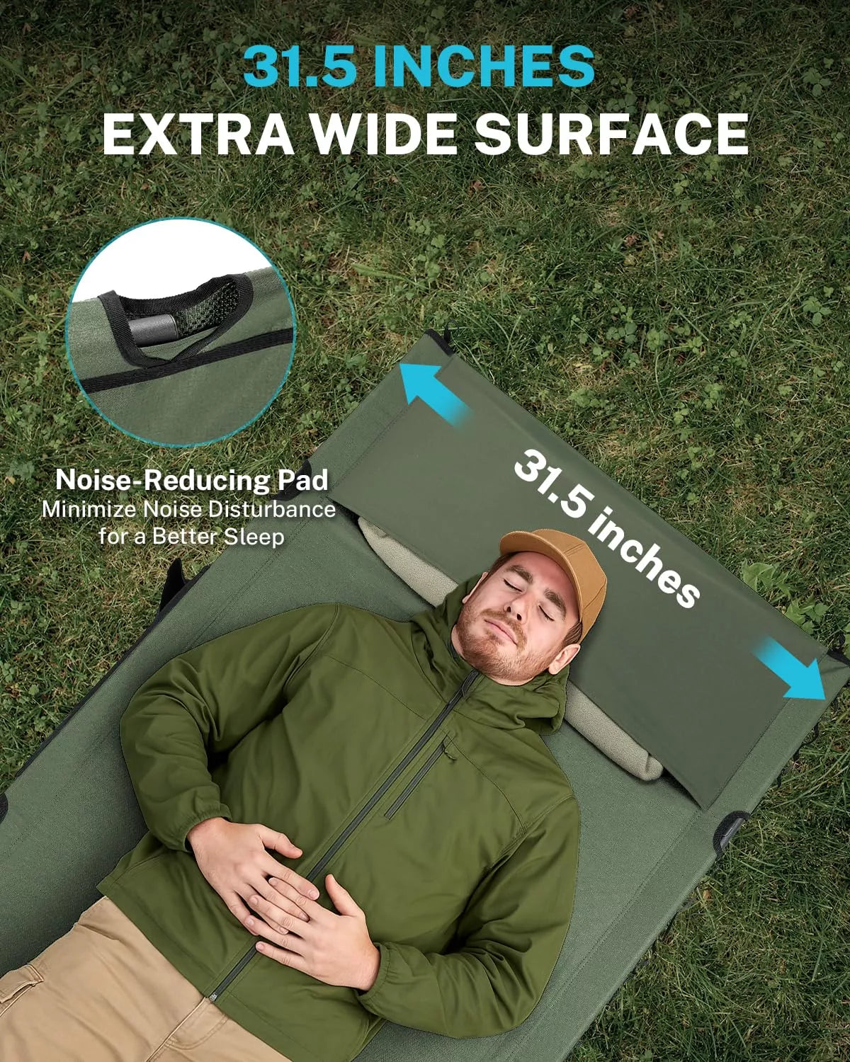 gonex-31-5-extra-wide-camping-cot-with-short-leg-7075-aluminum-350-lbs-capacity image 5