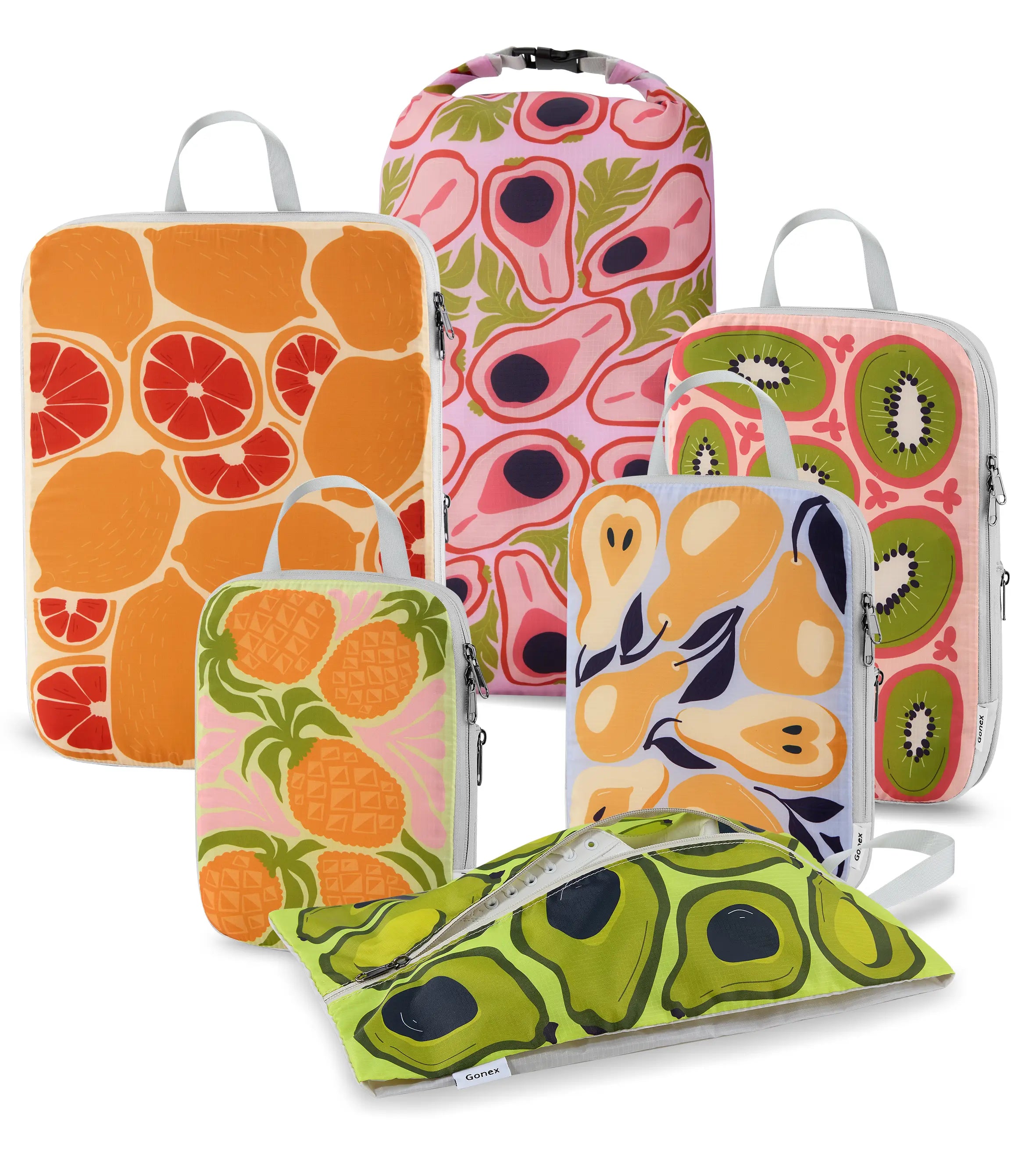 gonex-cute-fruit-compression-packing-cubes-dual-zipper-space-saving-travel-organ image 1