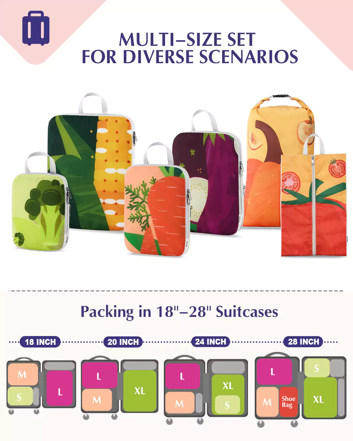 gonex-stylish-veggie-compression-packing-cubes-set-playful-print-double-zipper-o image 6