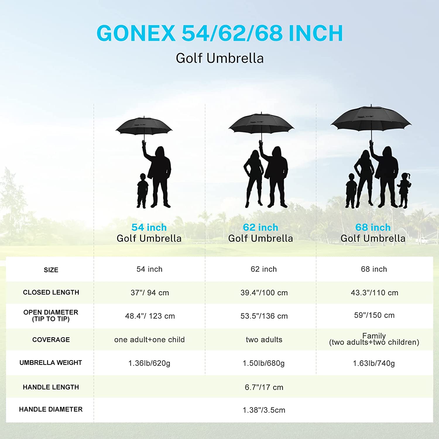 gonex-62-inch-double-canopy-golf-umbrella-extra-large-vented-windproof-umbrella- image 7