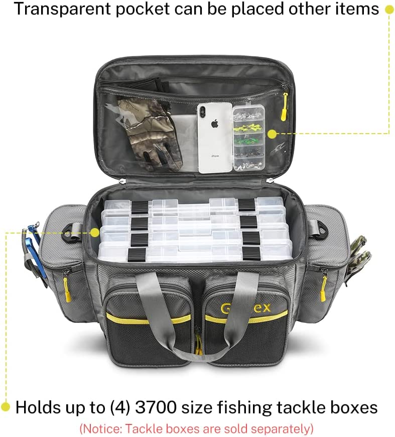 gonex-fishing-tackle-bag-with-waterproof-sealed-lid-3700-tray-storage-bag-with-c image 4
