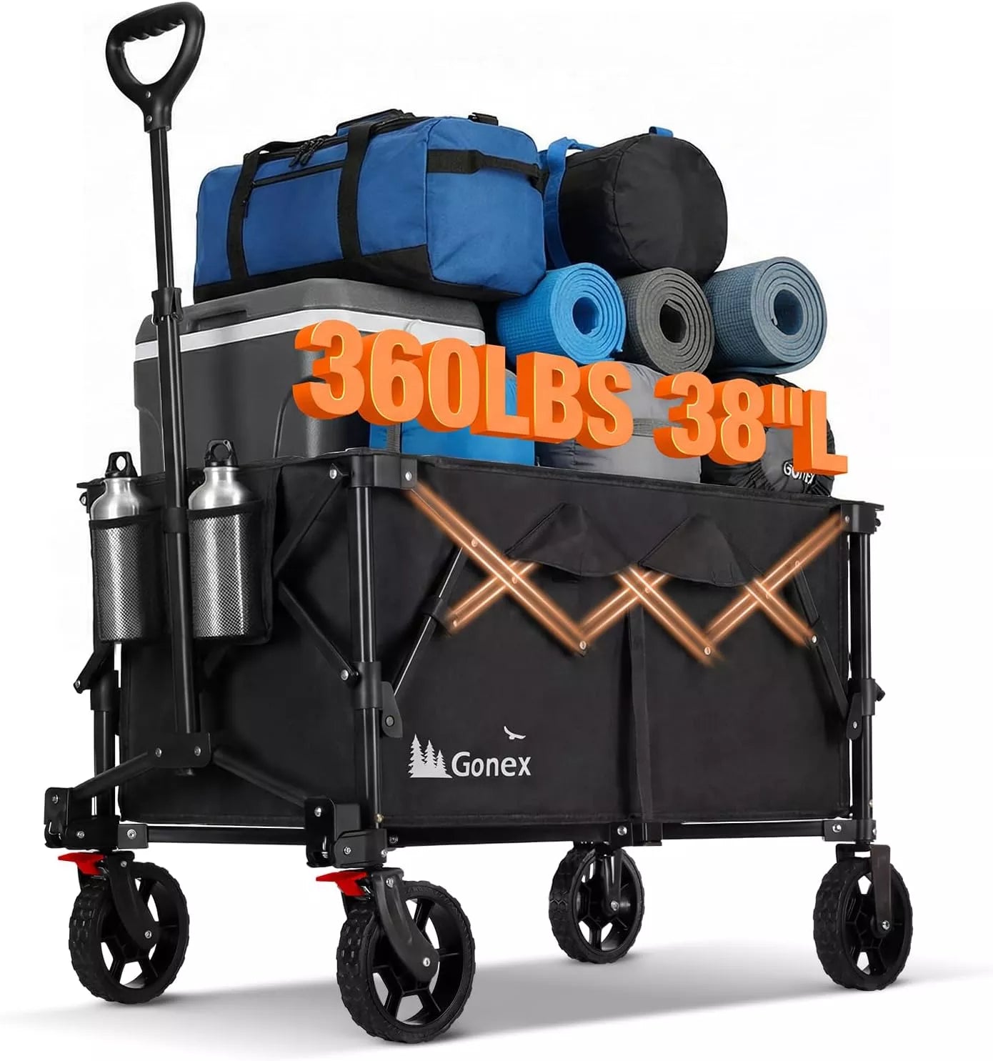 gonex-38-l-collapsible-wagon-cart-360-lbs-capacity-200l-patented-triangle-frame- image 2