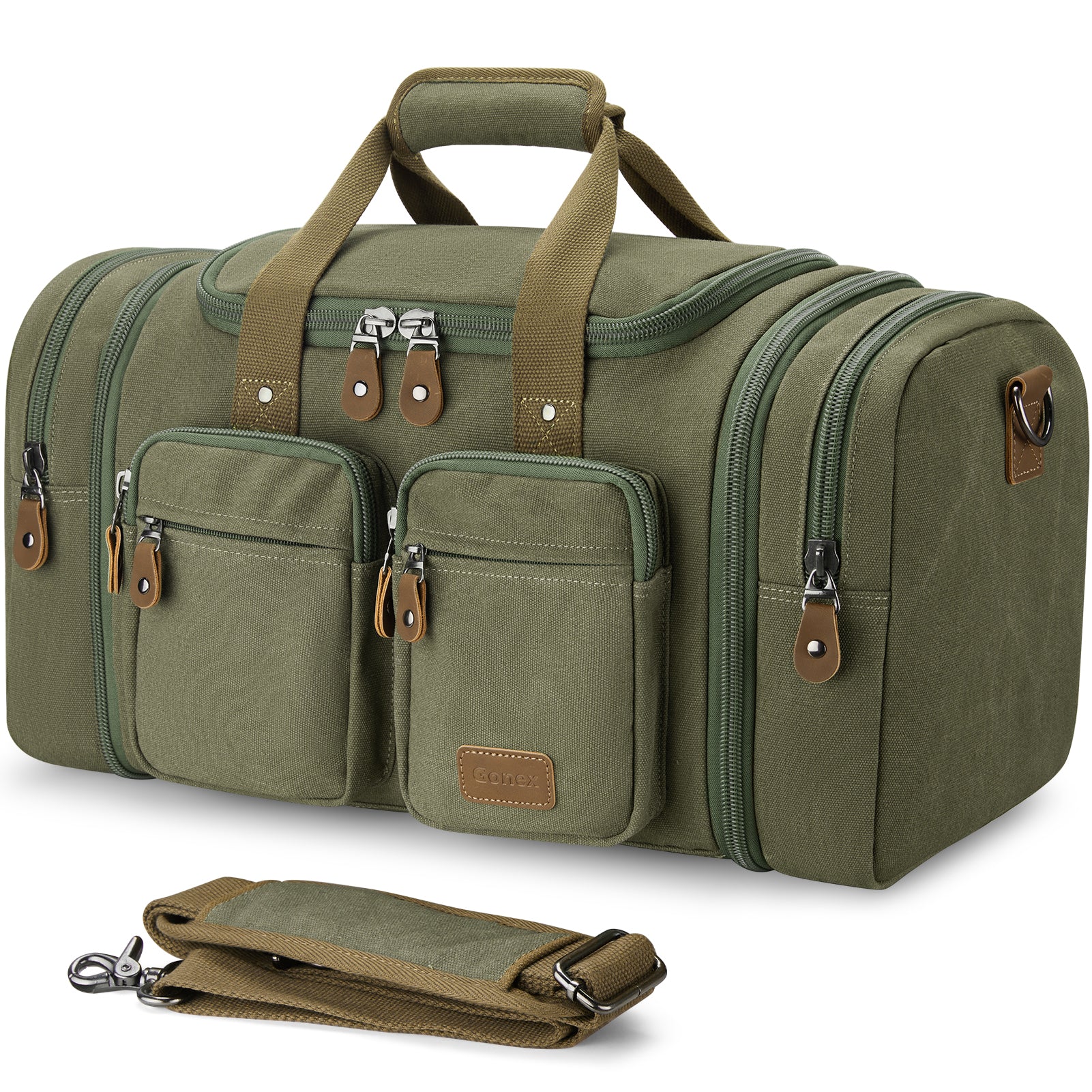gonex-60l-expandable-canvas-duffle-bag-water-resistant-travel-duffel-with-wet-dr image 2