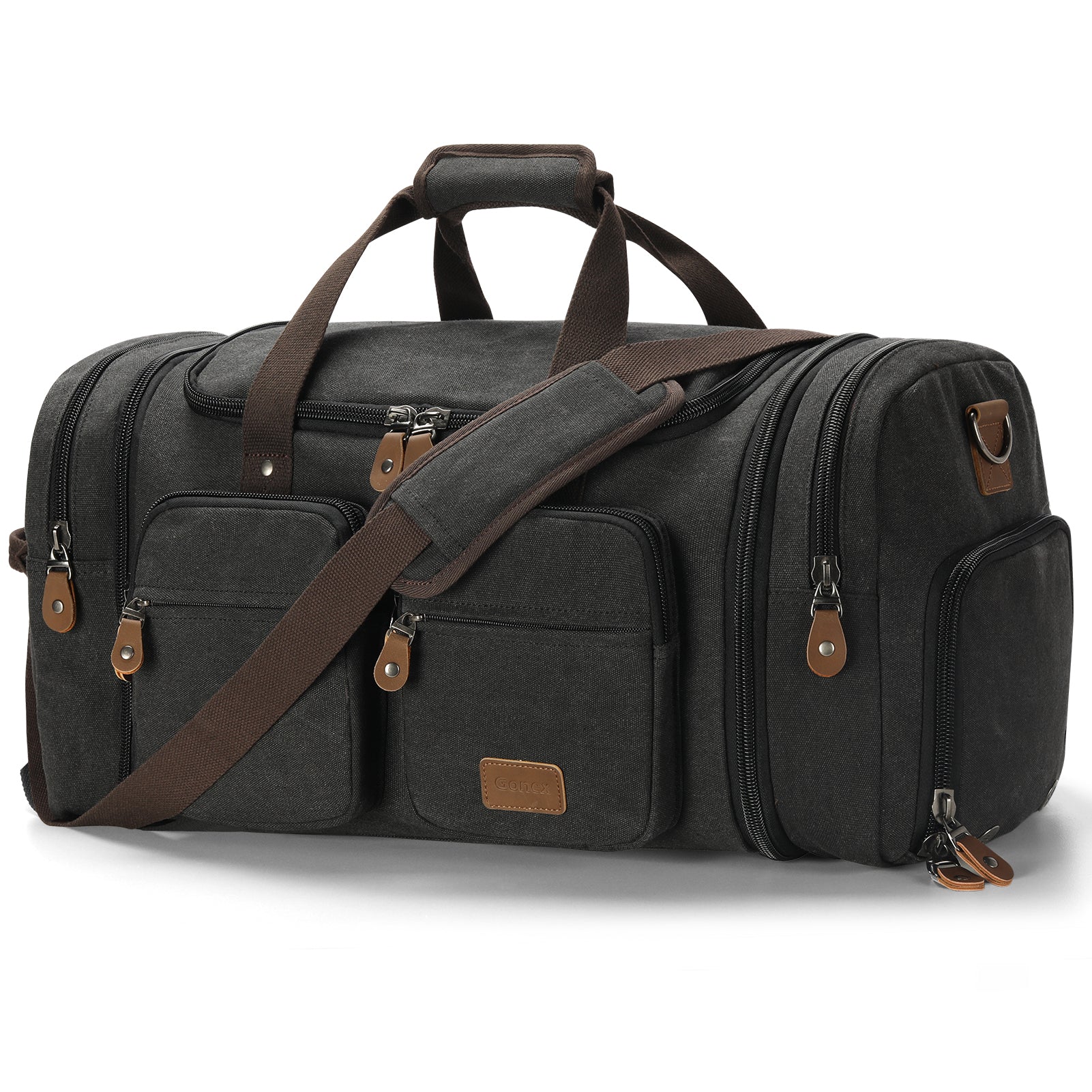 gonex-60l-expandable-canvas-duffle-bag-water-resistant-travel-duffel-with-wet-dr image 4