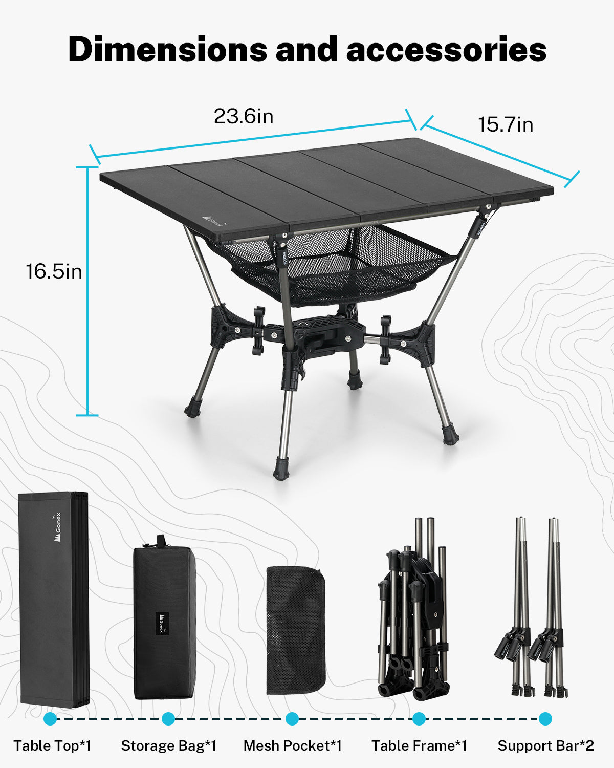 gonex-folding-aluminum-camping-table-with-mesh-pocket-and-storage-bag image 4