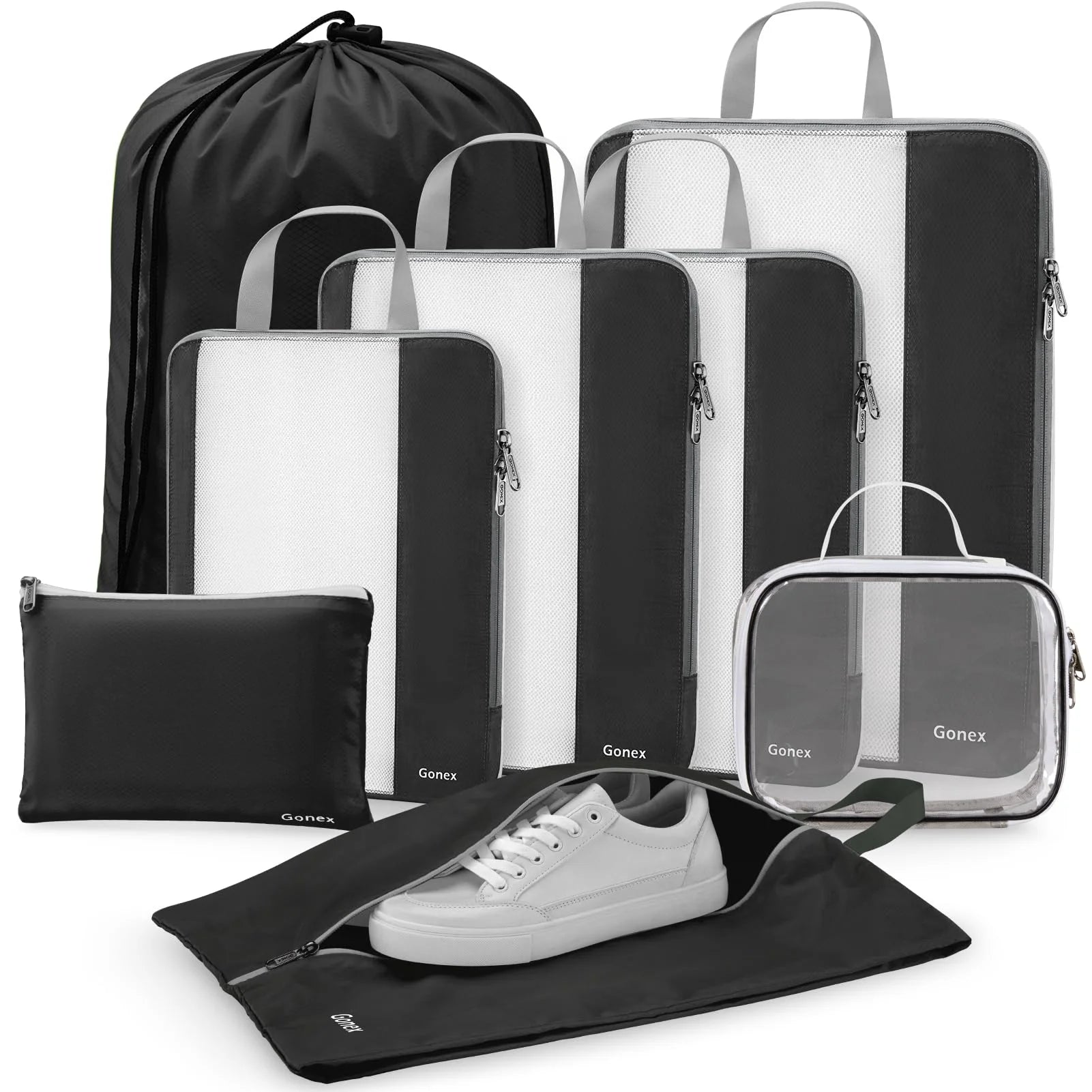 gonex-compression-packing-cubes-8-pcs-rip-stop-polyester-luggage-organizer-set image 1