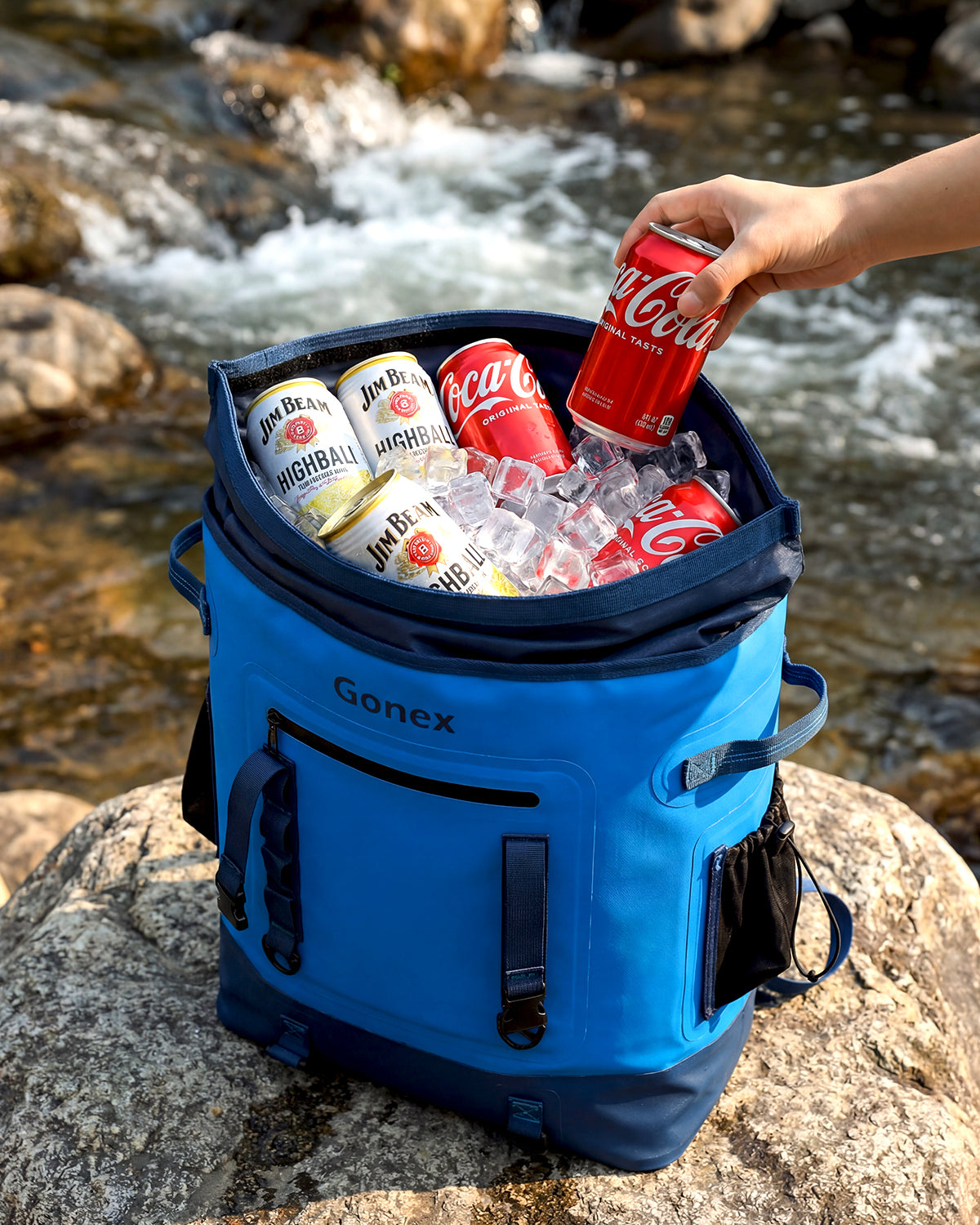 gonex-40-can-insulated-cooler-backpack-waterproof-600d-nylon-soft-cooler-bag-for image 2