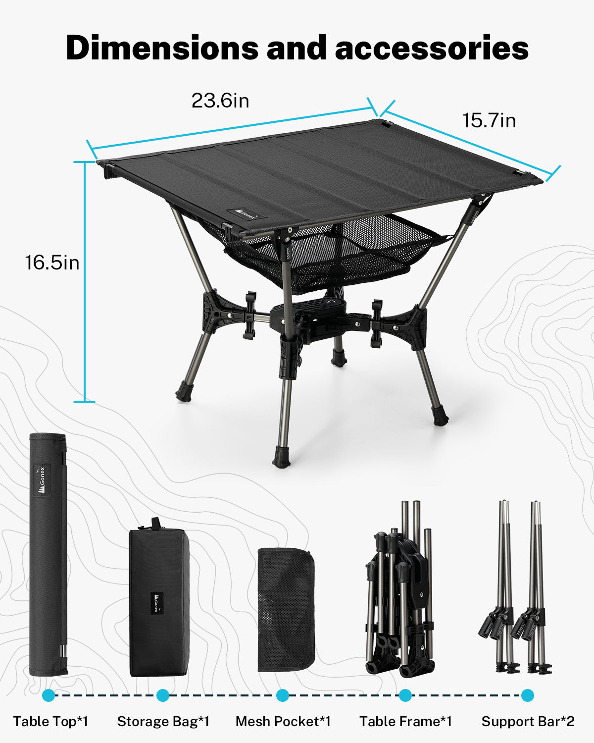 gonex-folding-camping-table-with-oxford-fabric-top-roll-up-portable-outdoor-tabl image 4
