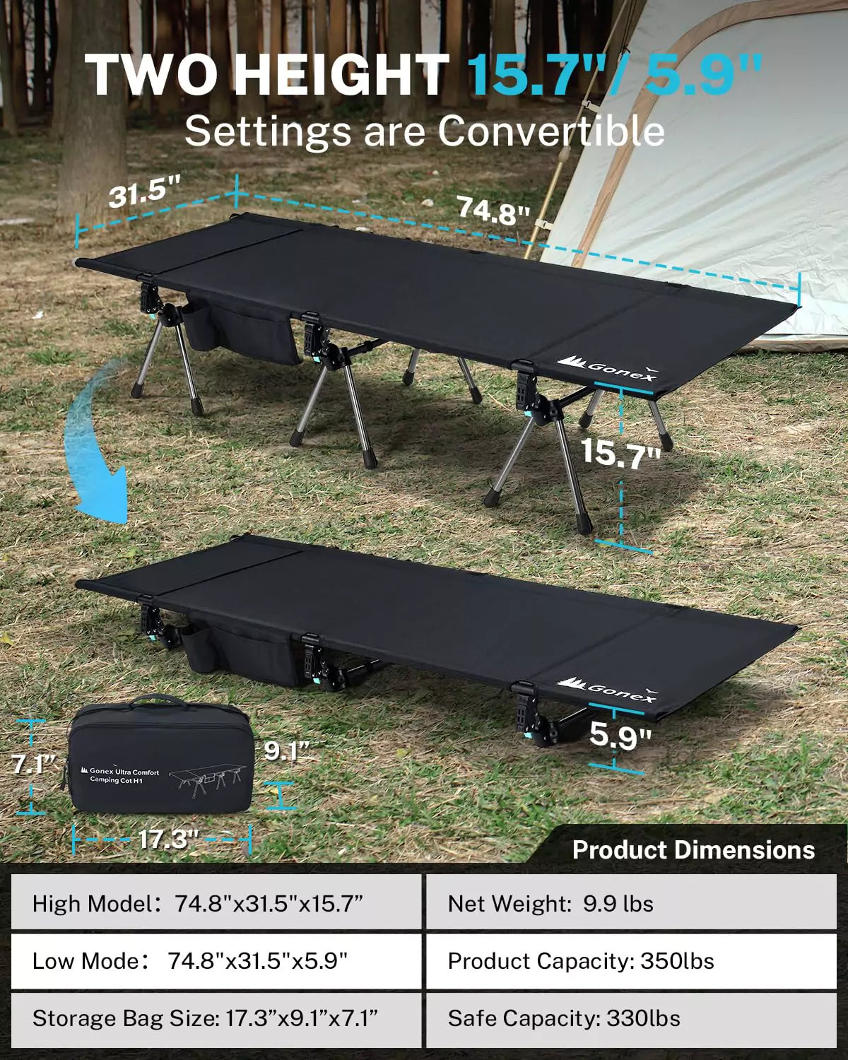 gonex-31-5-extra-wide-portable-camping-cot-with-leg-extenders-cloudnest-pillow-p image 5