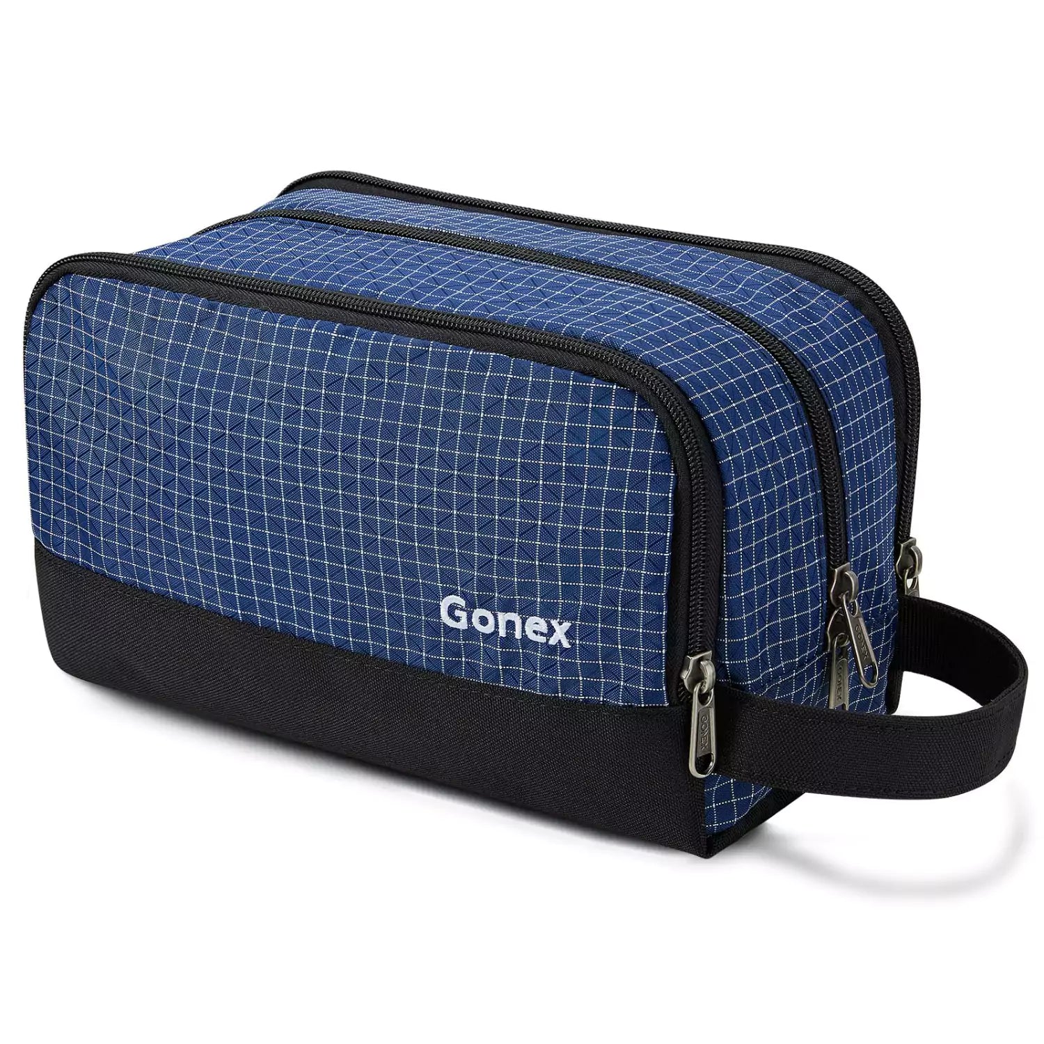gonex-checkered-travel-toiletry-bag-water-resistant-nylon-dopp-kit-with-breathab image 7