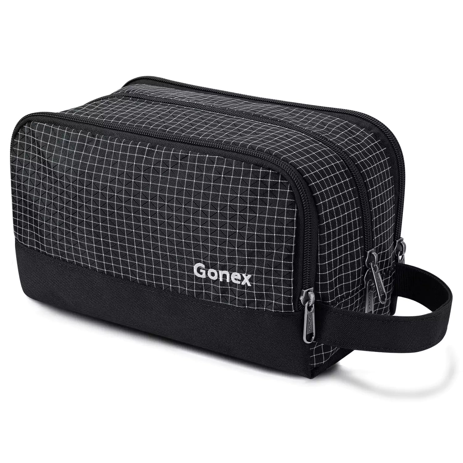 gonex-checkered-travel-toiletry-bag-water-resistant-nylon-dopp-kit-with-breathab image 1