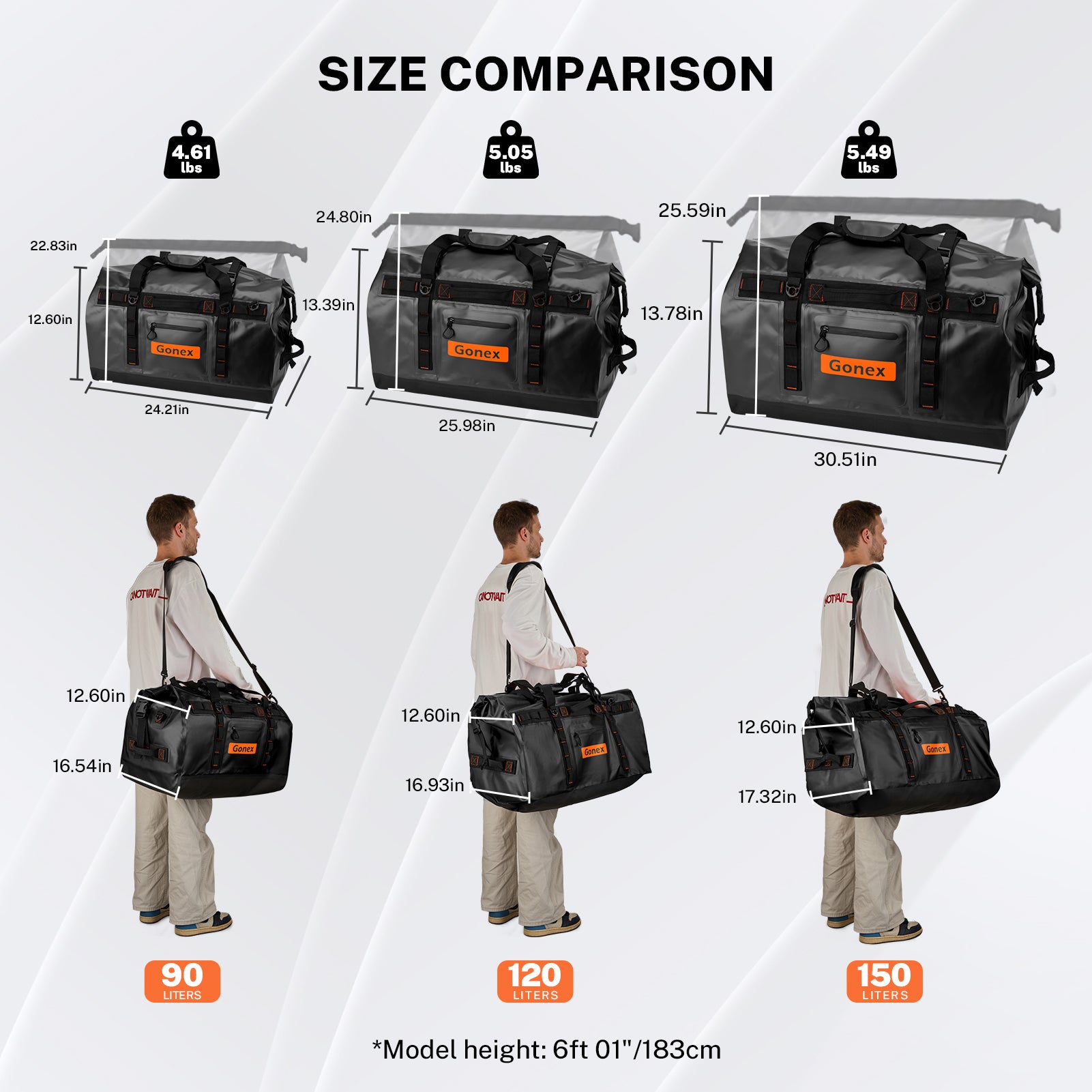 gonex-waterproof-duffle-bag-roll-top-dry-duffel-for-kayaking-camping-travel-90l- image 6